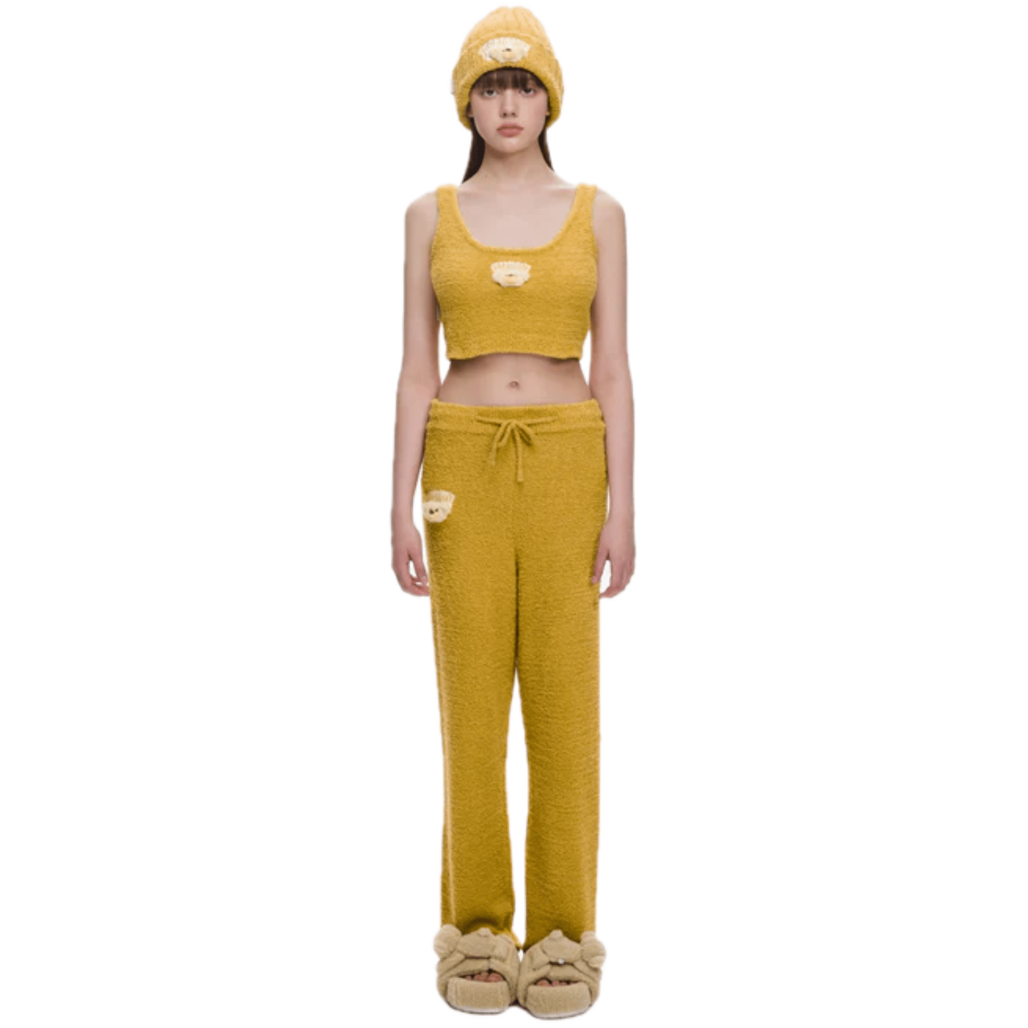 13DE MARZO Embroidered Plush Vest in Yellow | MADAX