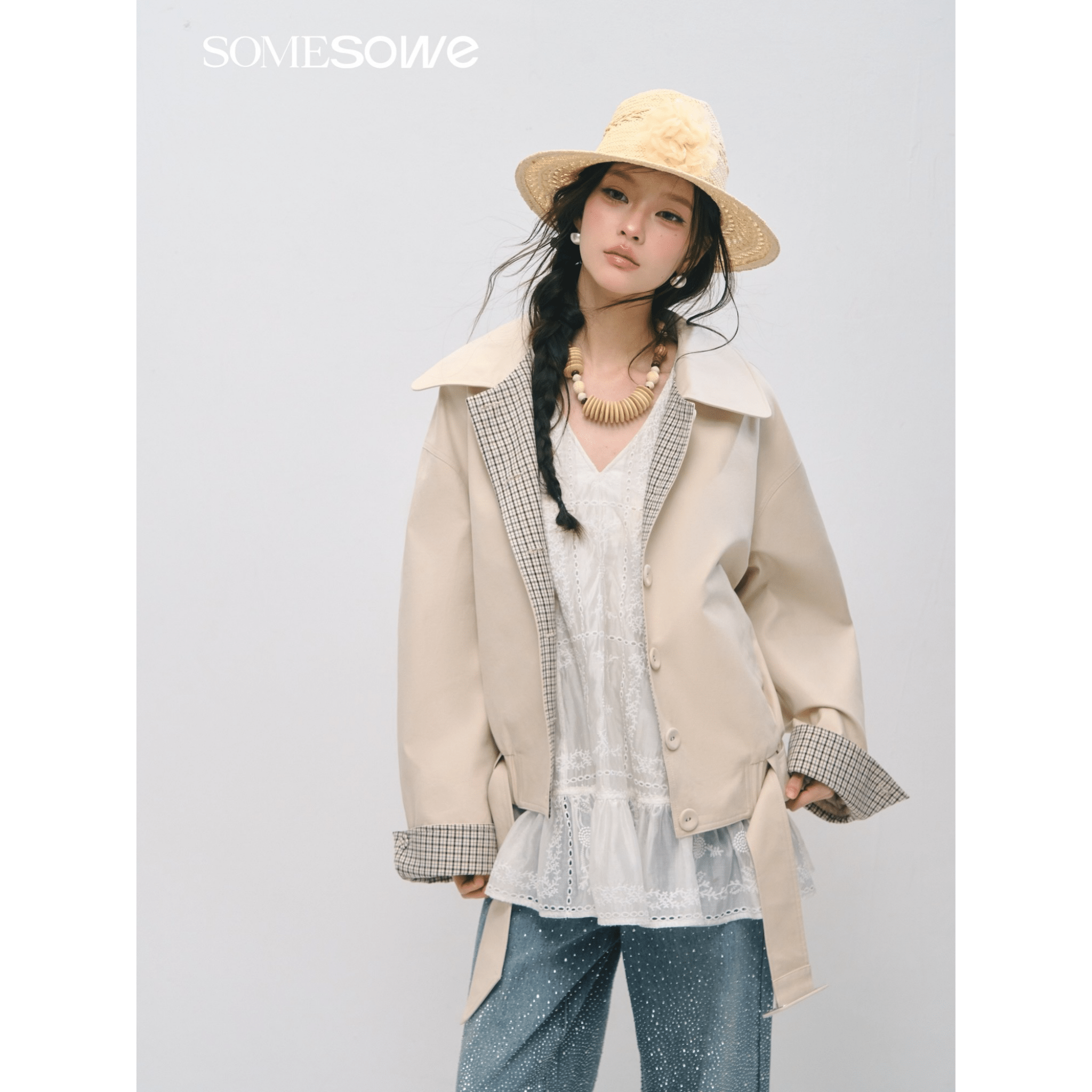 SOMESOWE Embroidered Ruffled Vest Dress in White | MADAX