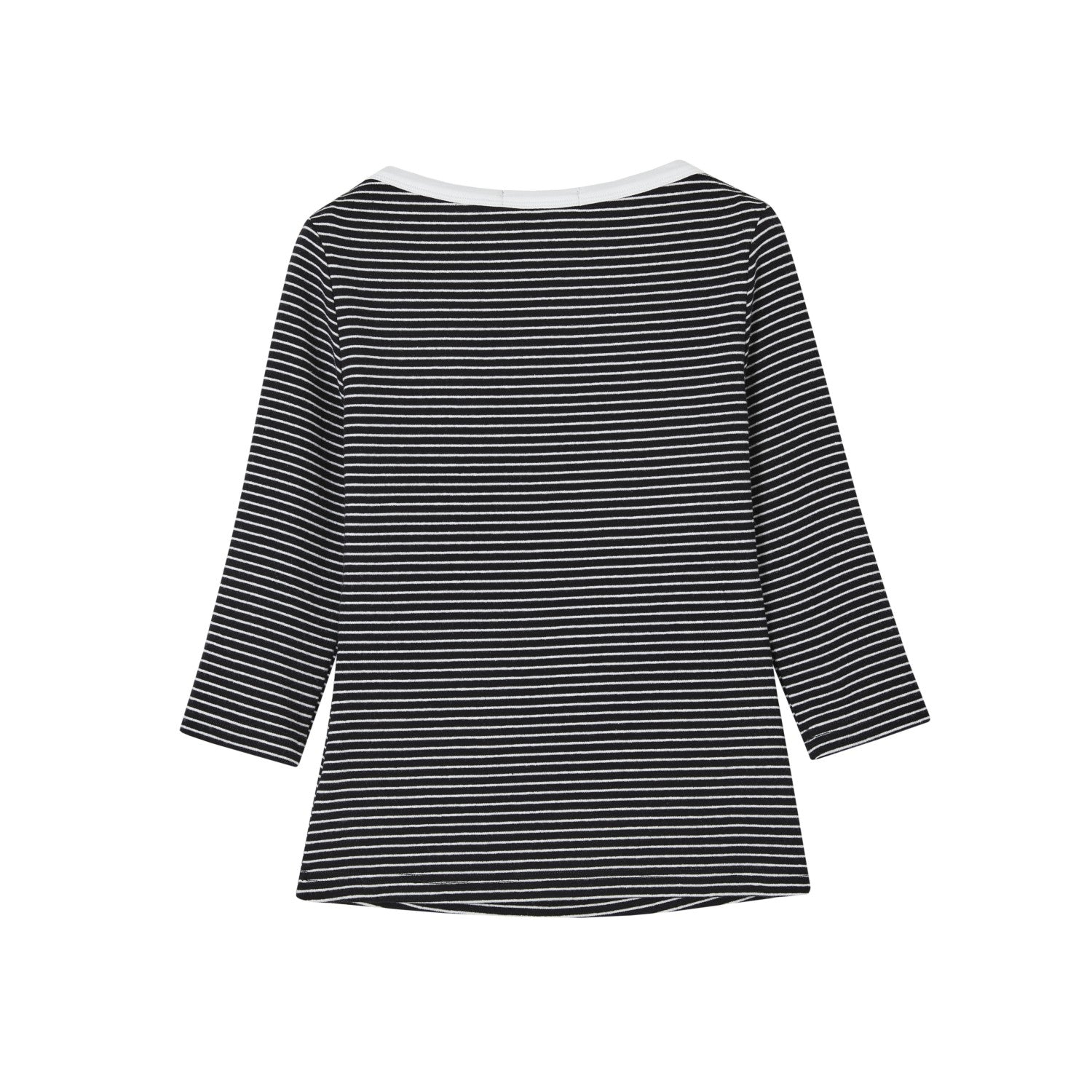 SOMESOWE Envelope Collar Mid - Sleeve Striped T-Shirt In Black And White | MADAX