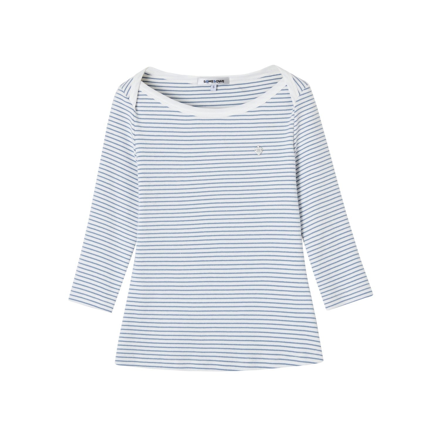 SOMESOWE Envelope Collar Mid - Sleeve Striped T-Shirt In Blue And White | MADAX