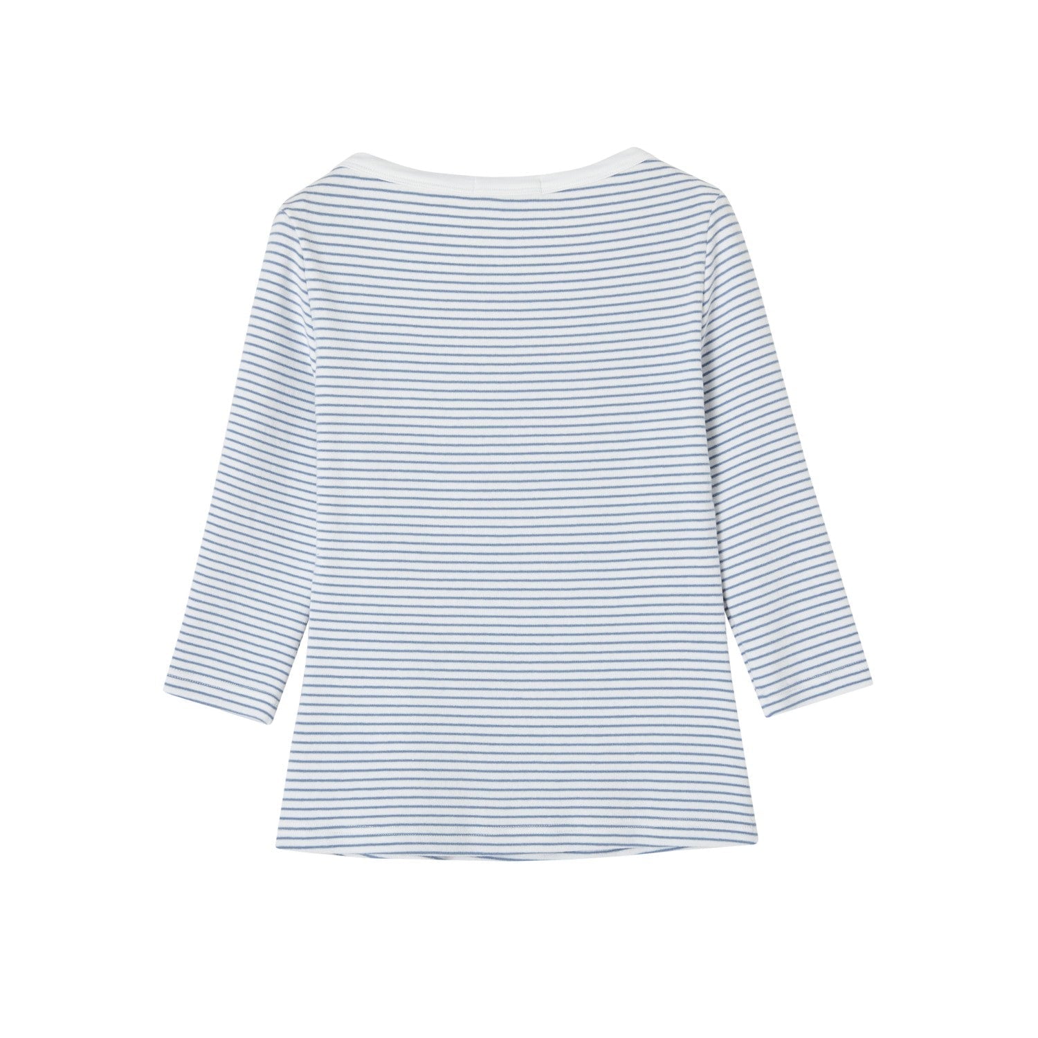 SOMESOWE Envelope Collar Mid - Sleeve Striped T-Shirt In Blue And White | MADAX