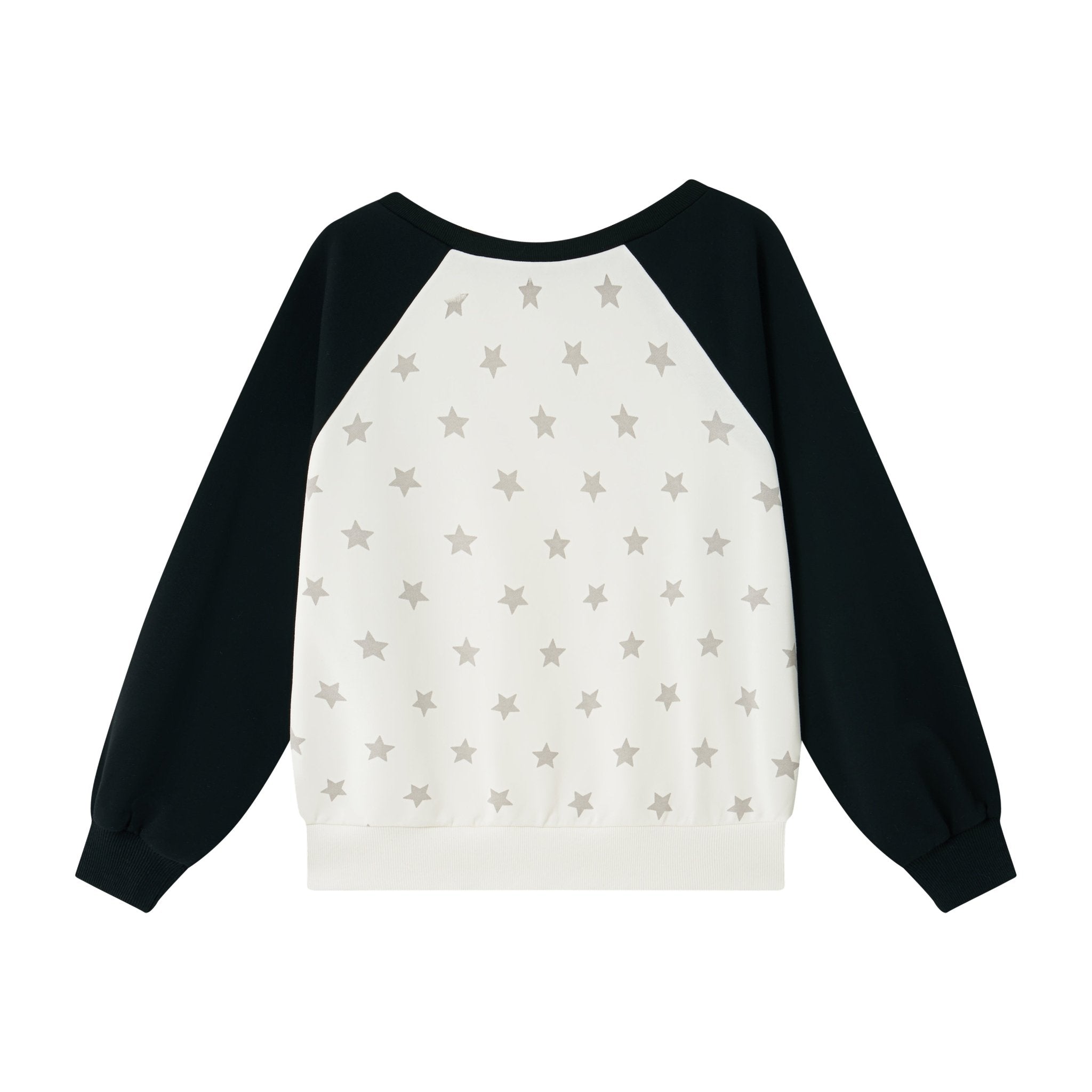 CHAOSCHAOS Eye Print Off - shoulder Colorblock Sweatshirt In Black And White | MADAX