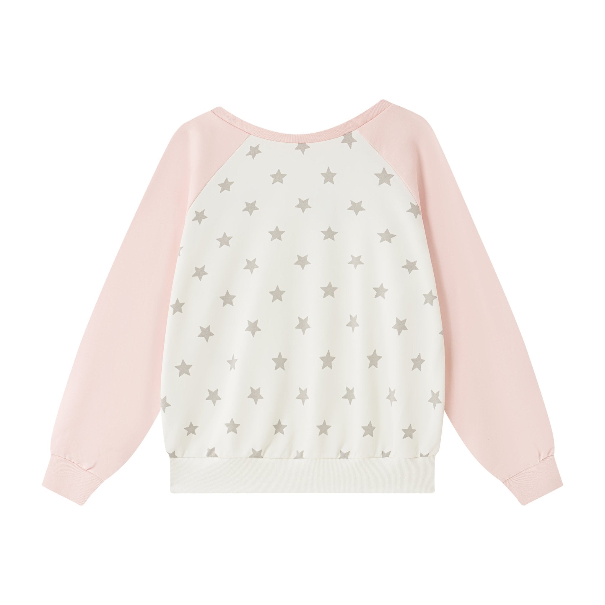 CHAOSCHAOS Eye Print Off - shoulder Colorblock Sweatshirt In Pink And White | MADAX