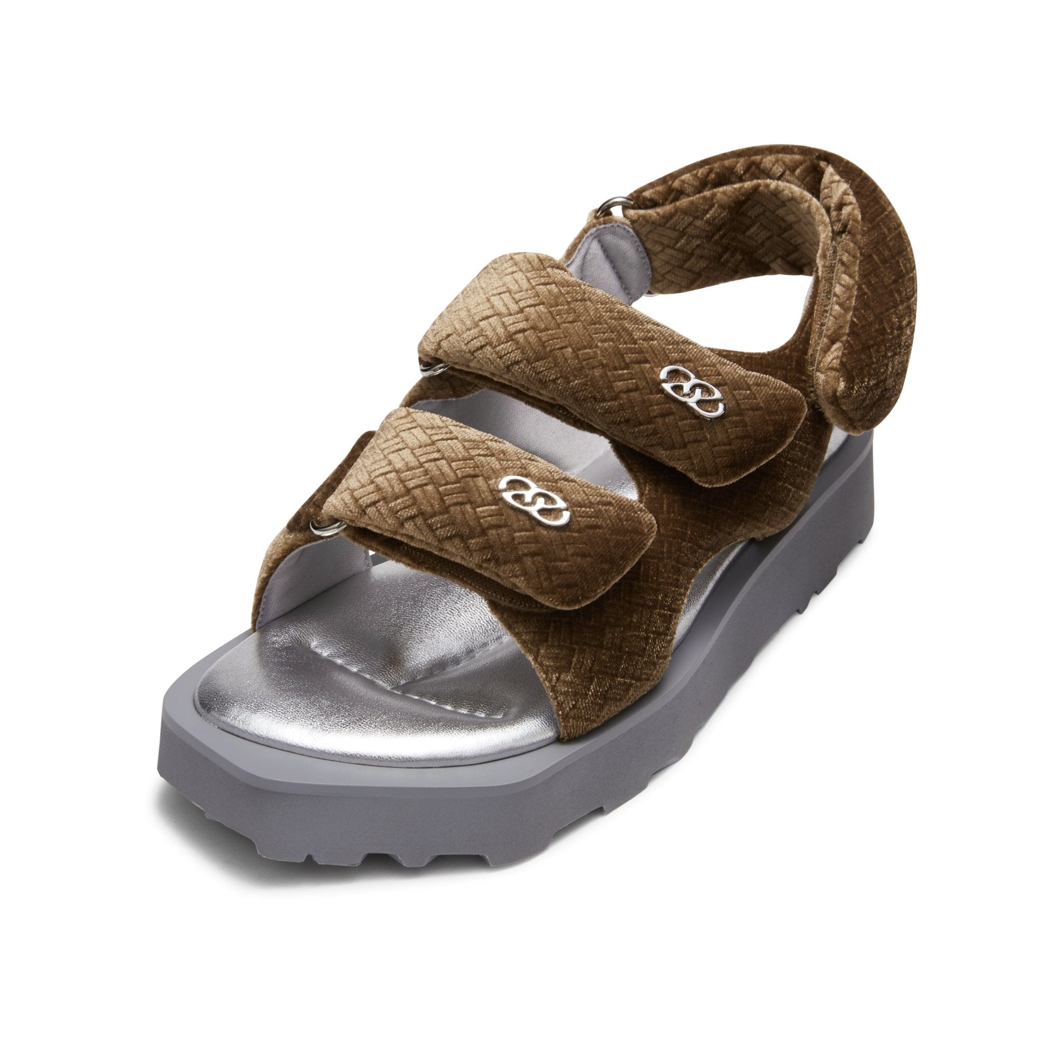 LOST IN ECHO Faceted Padded Double - strap Sandals in Brown | MADA IN CHINA