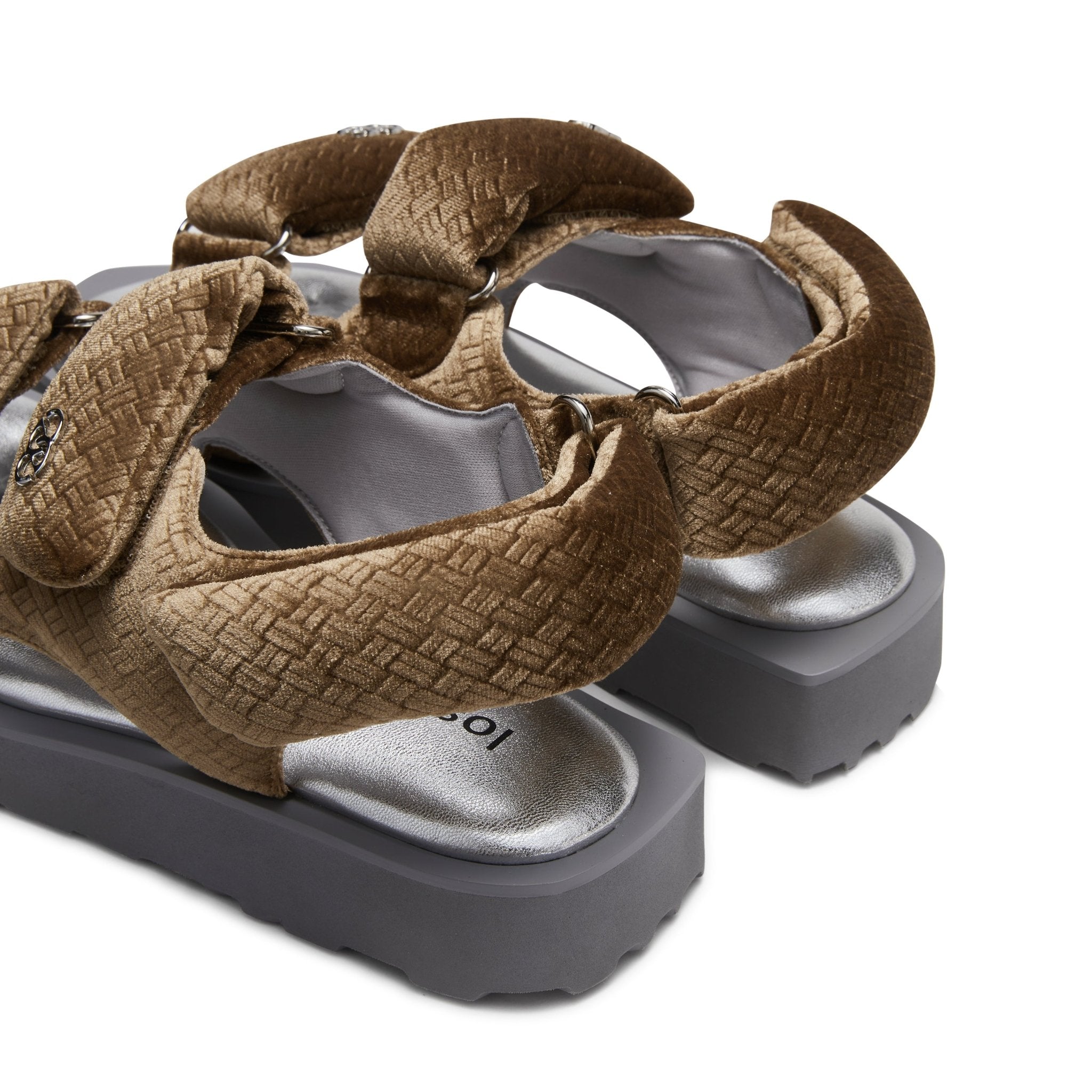 LOST IN ECHO Faceted Padded Double - strap Sandals in Brown | MADA IN CHINA