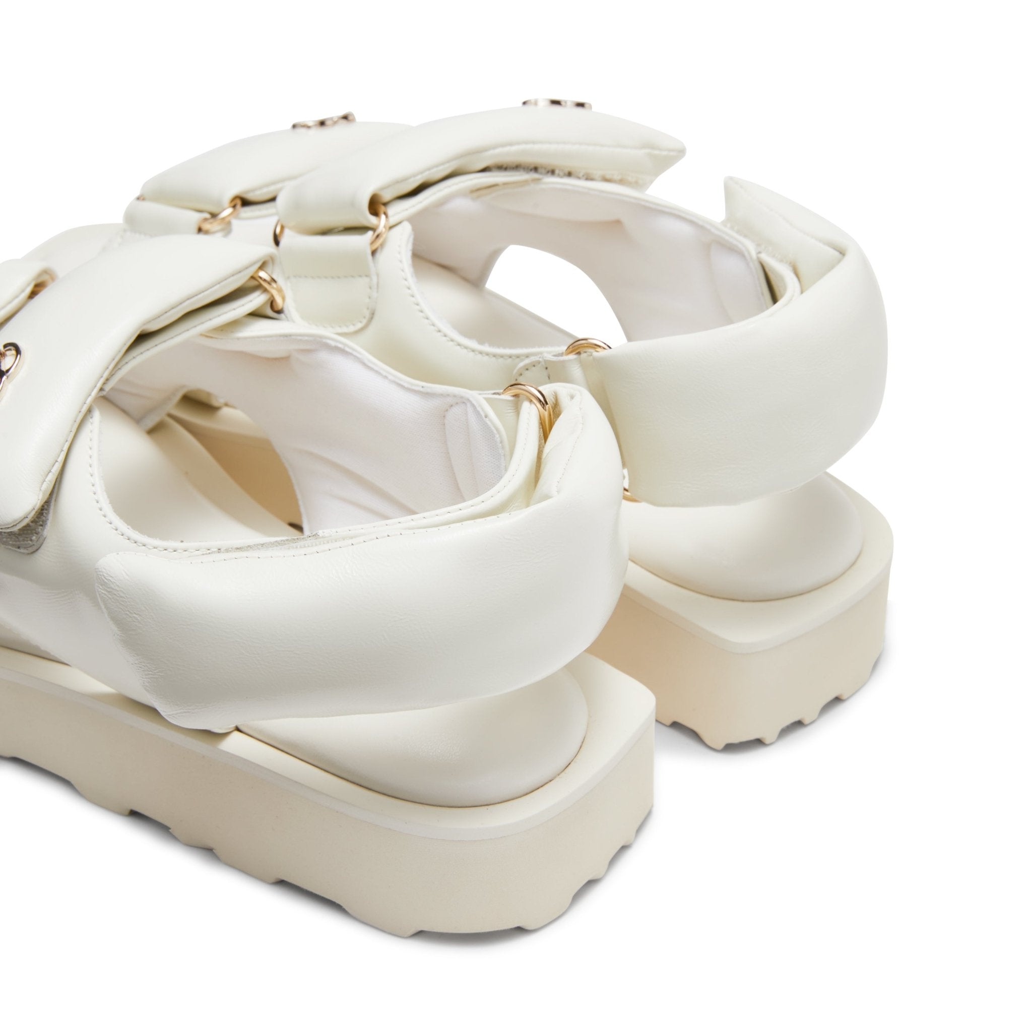 LOST IN ECHO Faceted Padded Double - strap Sandals in White | MADA IN CHINA