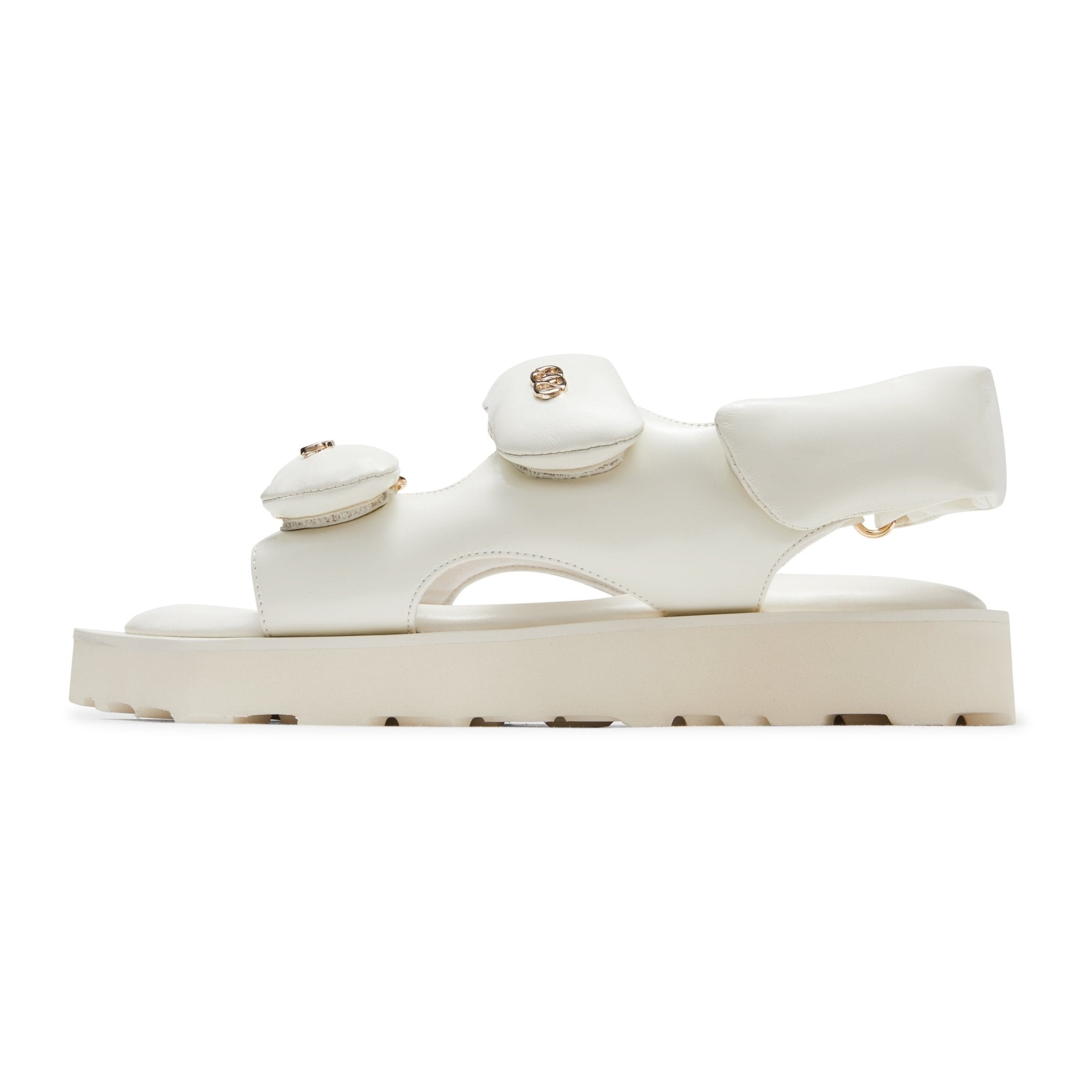 LOST IN ECHO Faceted Padded Double - strap Sandals in White | MADA IN CHINA