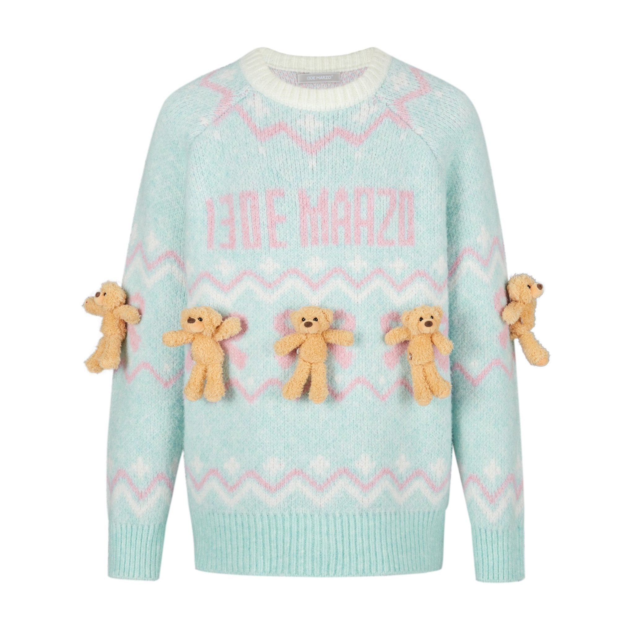 13DE MARZO Fair Isle Doozoo Knit Sweater In Blue | MADAX