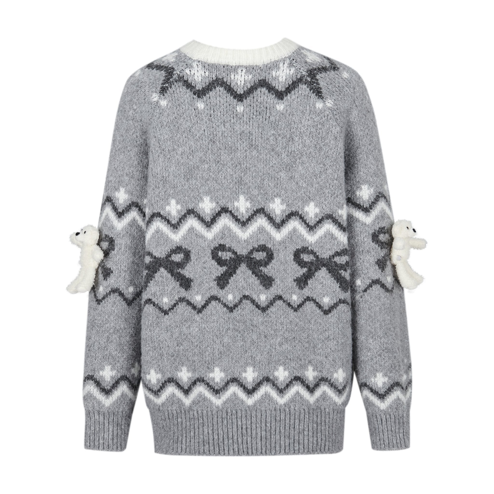 13DE MARZO Fair Isle Doozoo Knit Sweater In Gray | MADAX