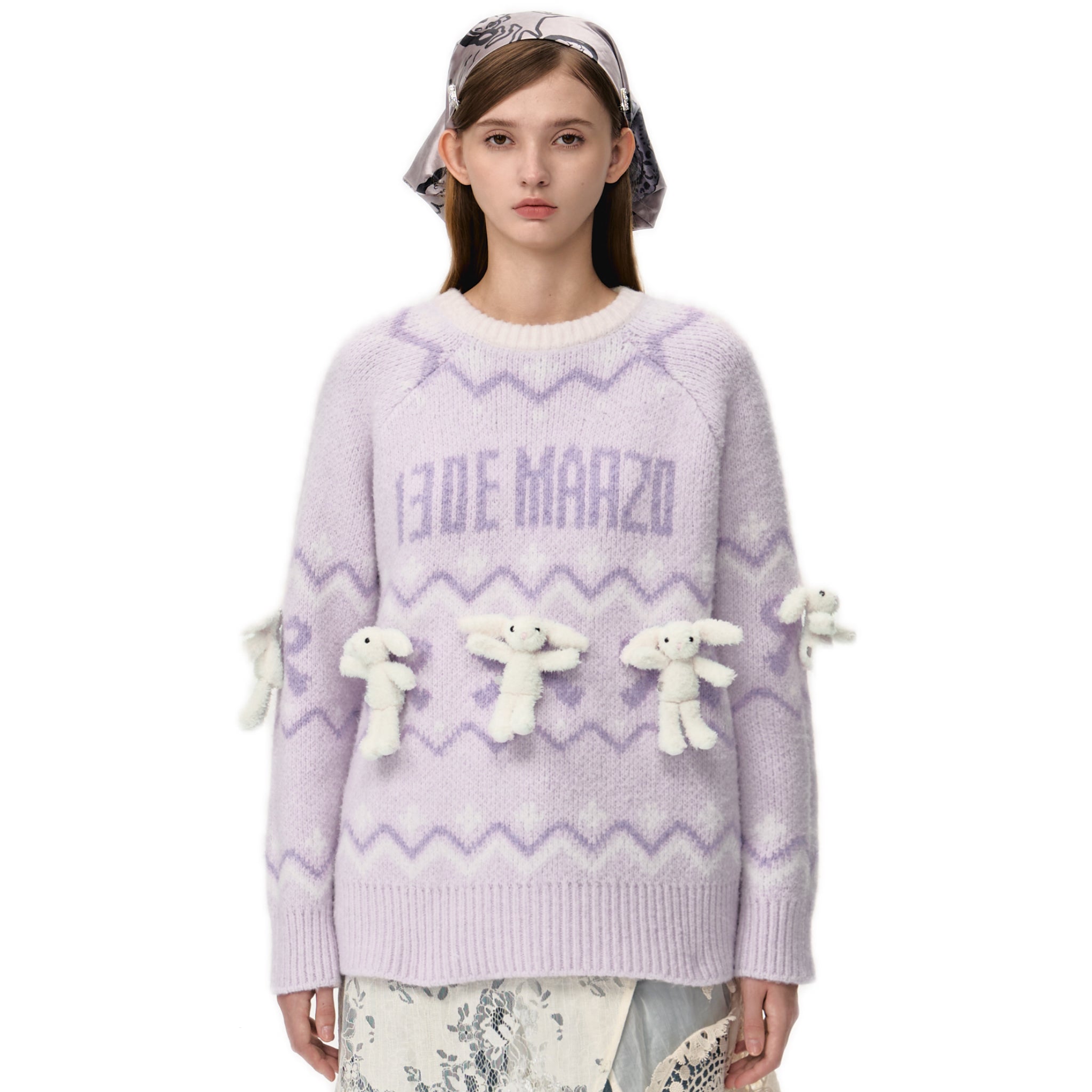 13DE MARZO Fair Isle Doozoo Knit Sweater In Purple | MADAX