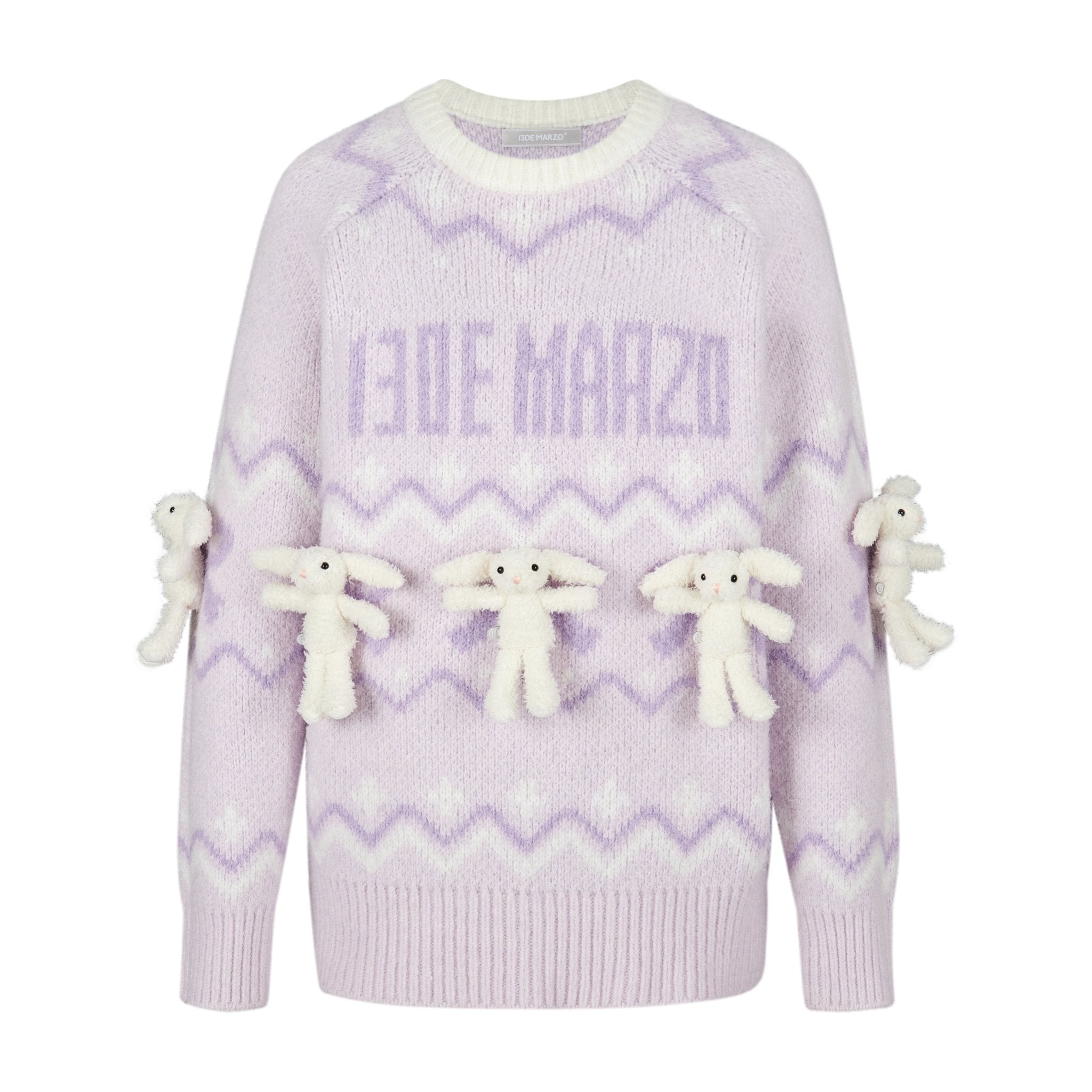 13DE MARZO Fair Isle Doozoo Knit Sweater In Purple | MADAX