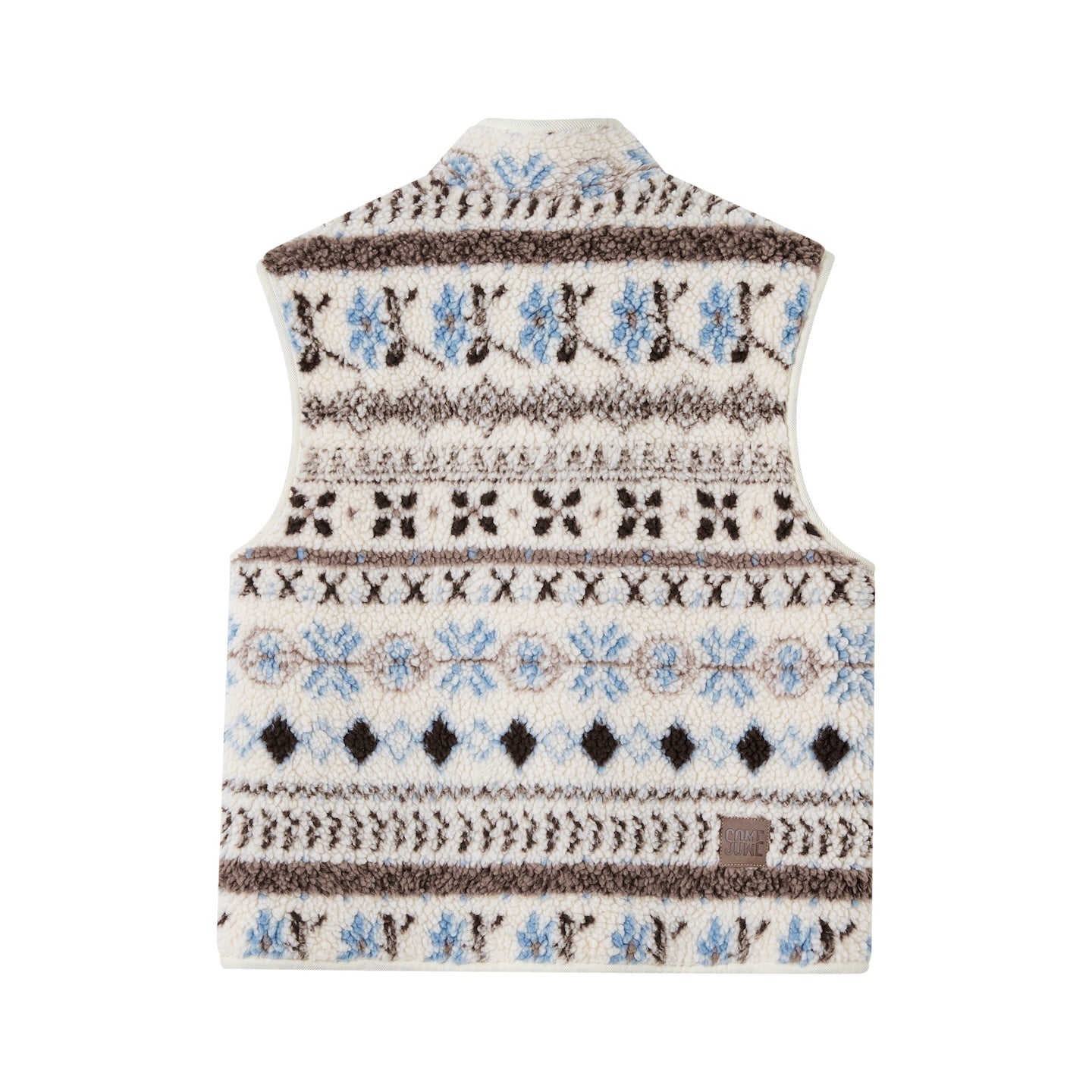 SOMESOWE Fair Isle Jacquard Polar Fleece Vest In White | MADAX