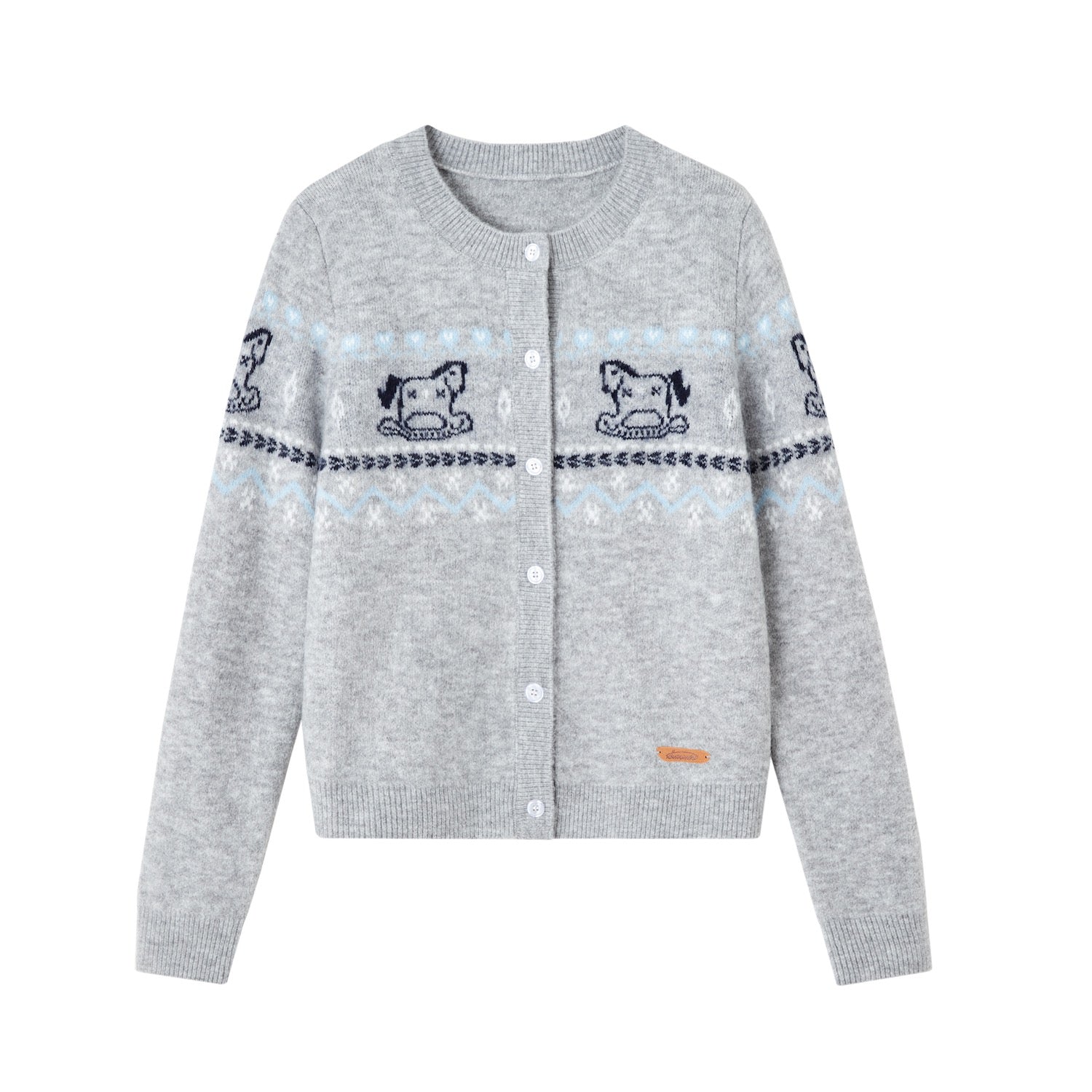 SOMESOWE Fair Isle Scarf Cardigan Two - Piece Set In Grey | MADAX