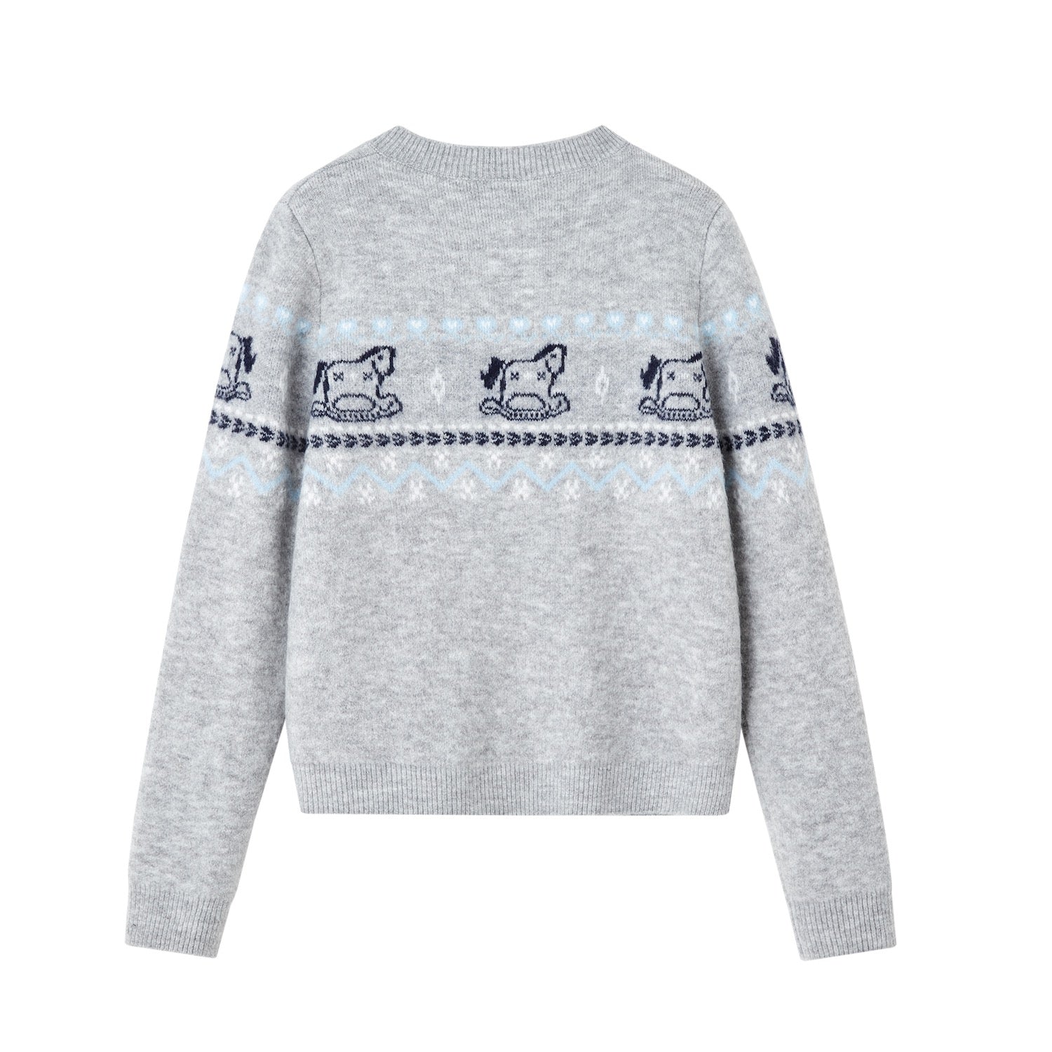 SOMESOWE Fair Isle Scarf Cardigan Two - Piece Set In Grey | MADAX