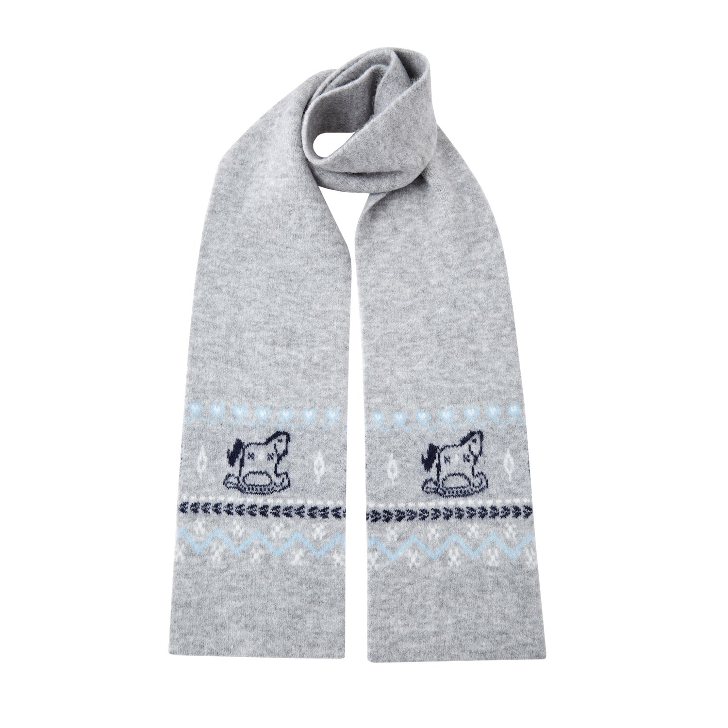 SOMESOWE Fair Isle Scarf Cardigan Two - Piece Set In Grey | MADAX