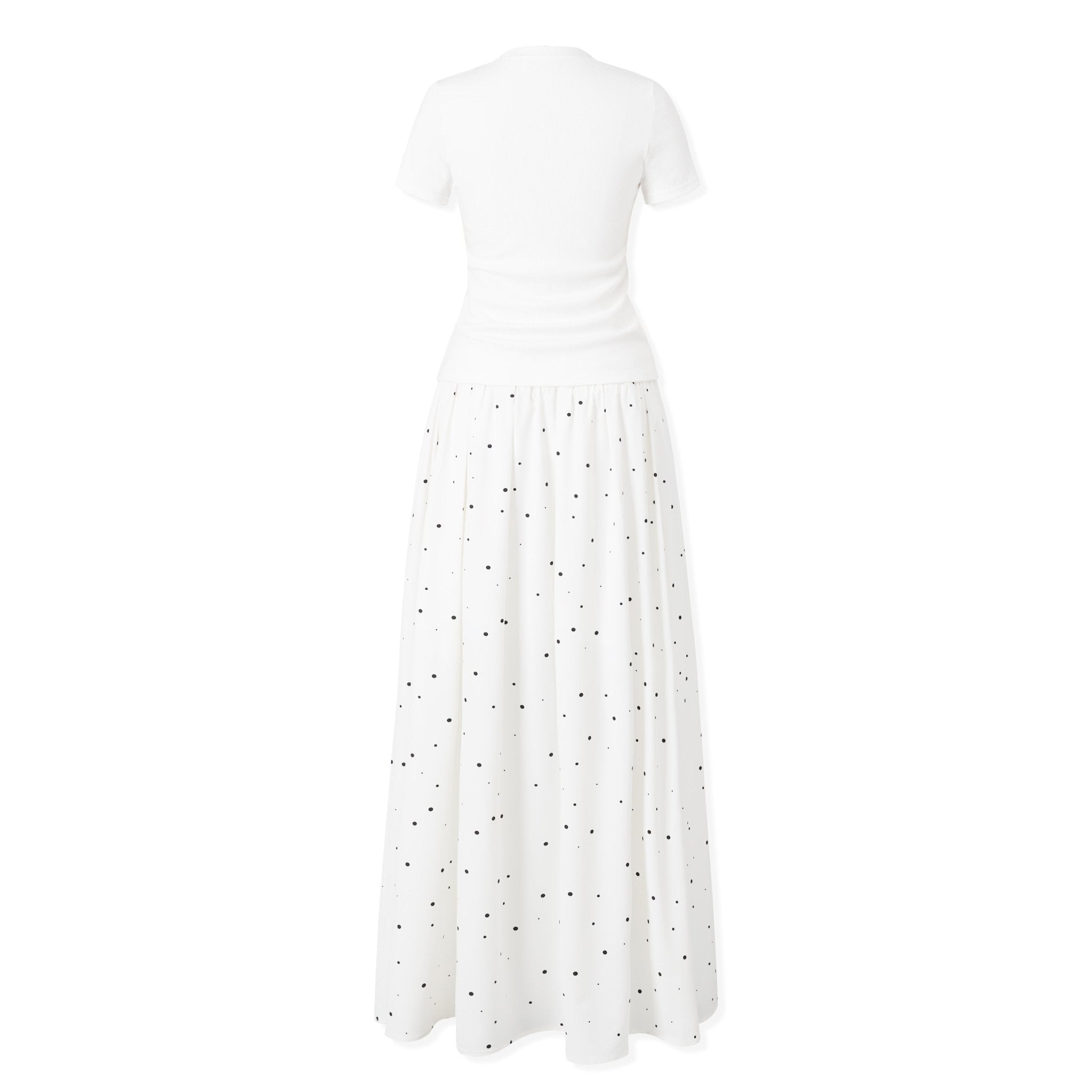 NAWS Fake Polka Short Sleeve Dress in White | MADAX