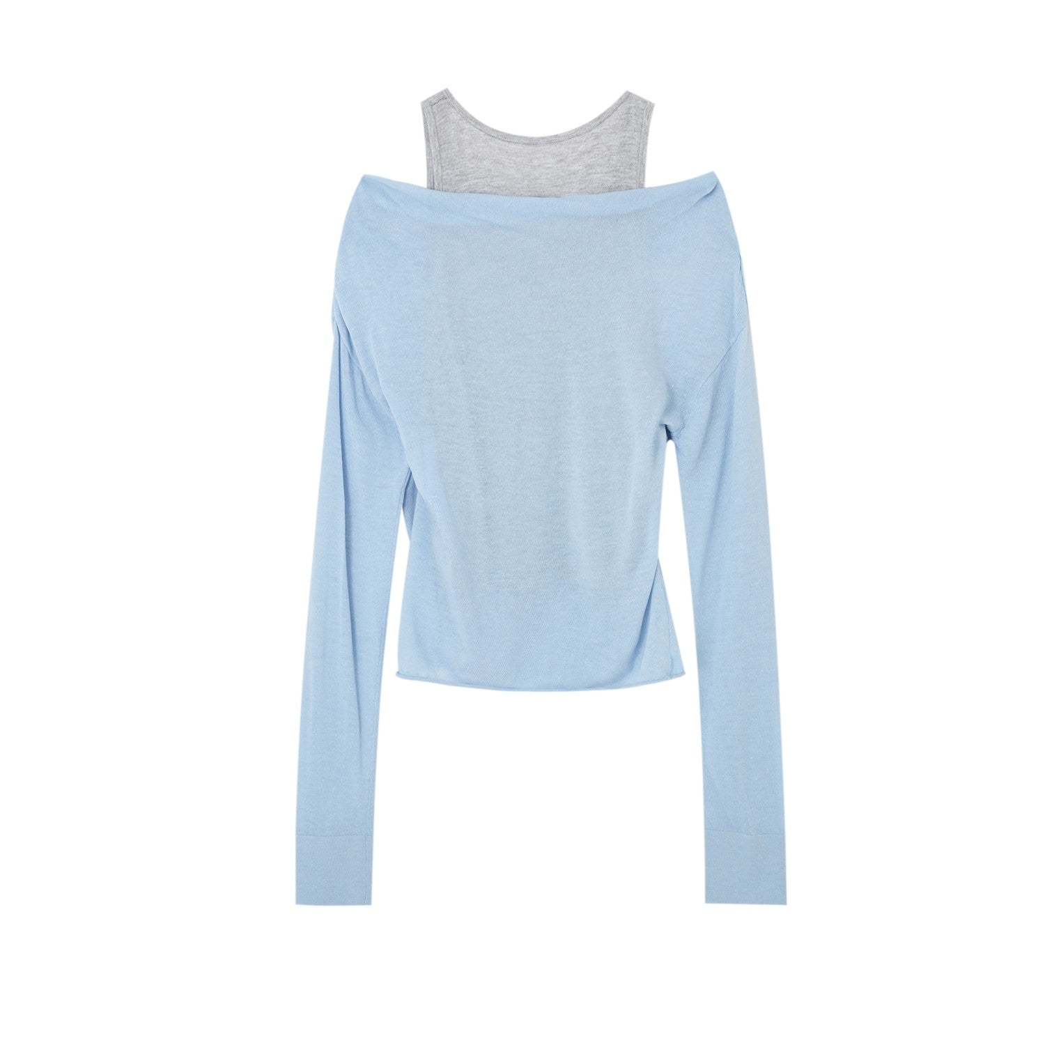 SOMESOWE Fake Two - piece Contrasting Collar Sweater In Light Blue | MADAX