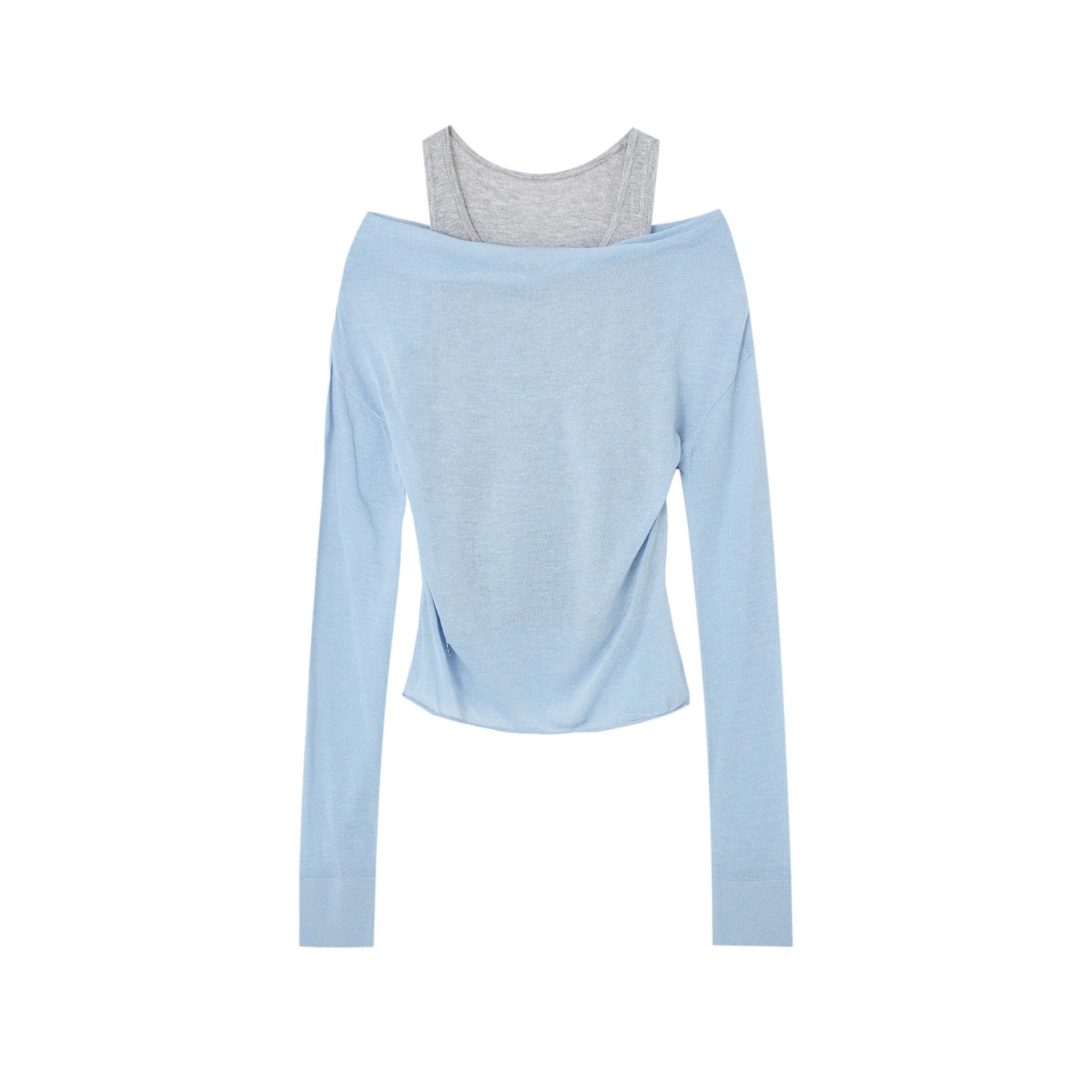SOMESOWE Fake Two - piece Contrasting Collar Sweater In Light Blue | MADAX
