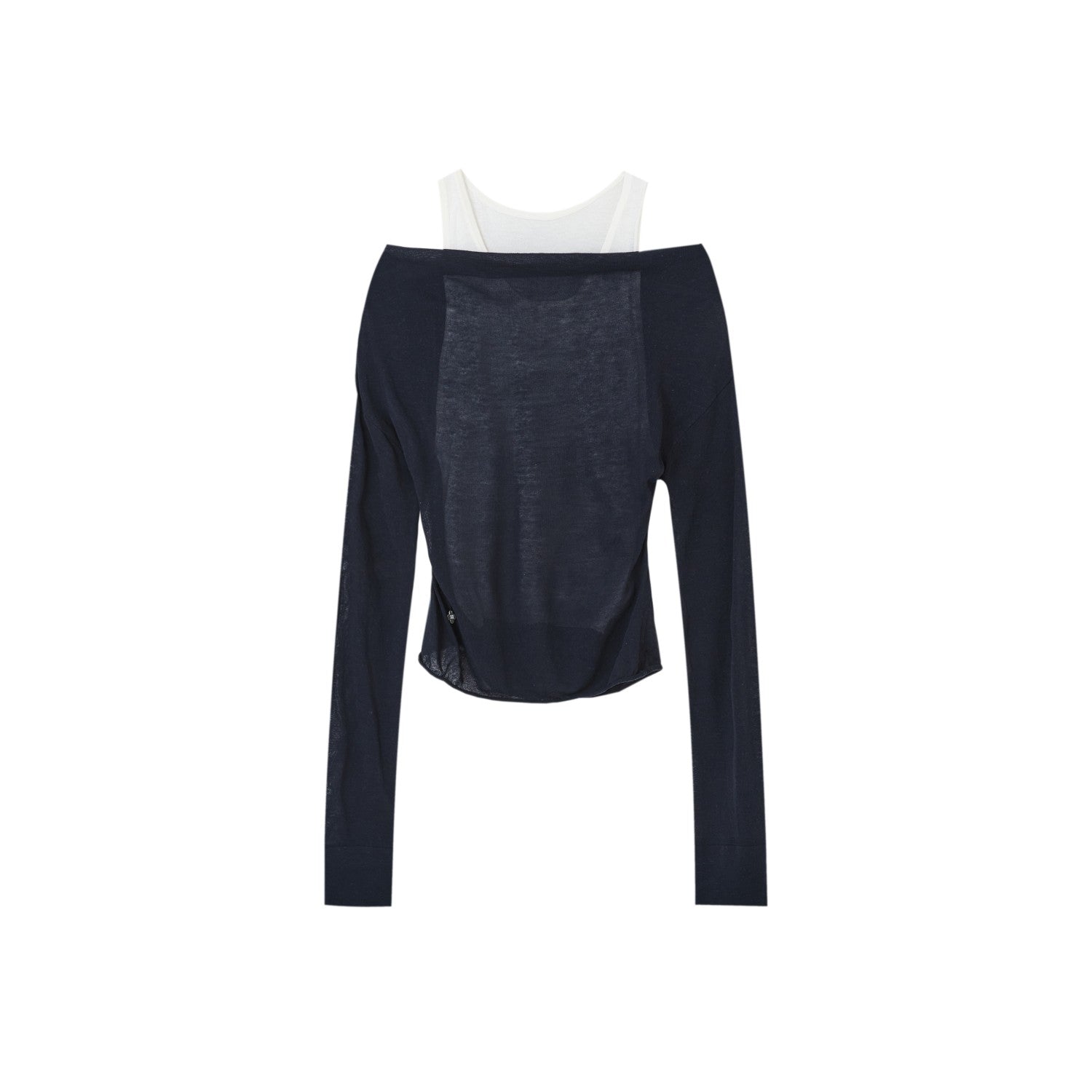 SOMESOWE Fake Two - piece Contrasting Collar Sweater In Navy Blue | MADAX