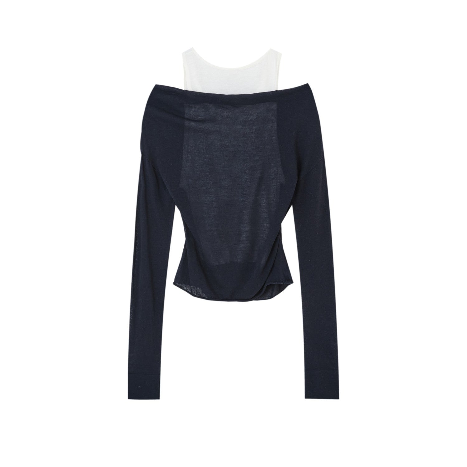 SOMESOWE Fake Two - piece Contrasting Collar Sweater In Navy Blue | MADAX