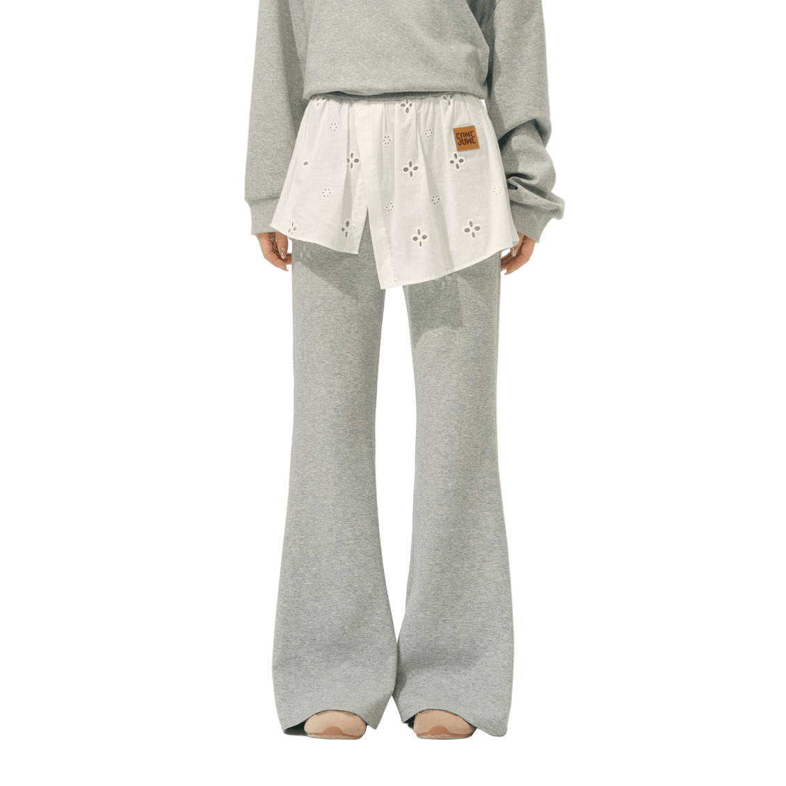 SOMESOWE Fake Two - piece Flared Sweatpants In Gray | MADAX
