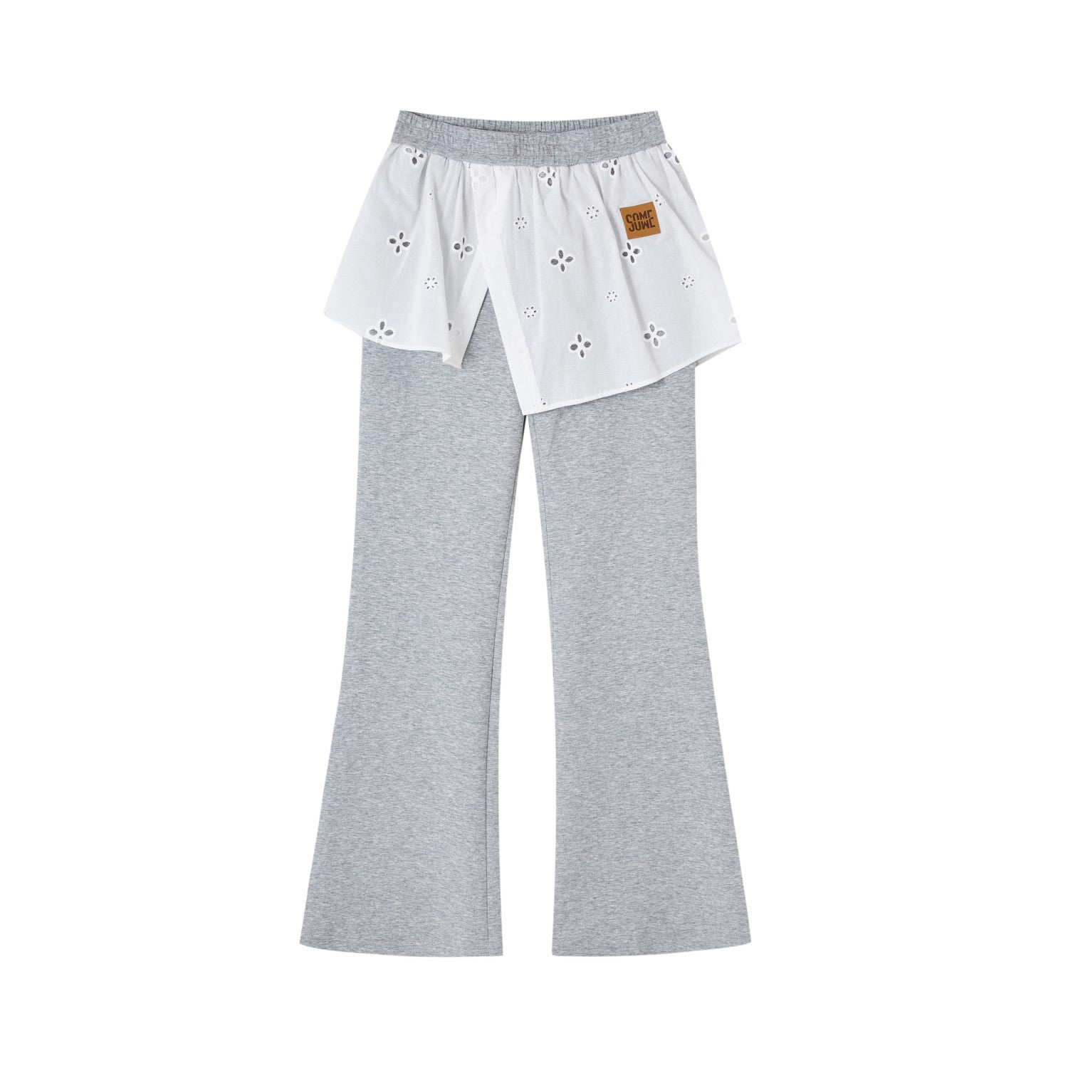SOMESOWE Fake Two - piece Flared Sweatpants In Gray | MADAX