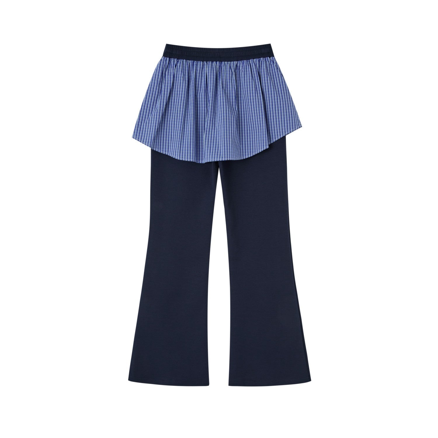 SOMESOWE Fake Two - piece Flared Sweatpants In Navy Blue | MADAX