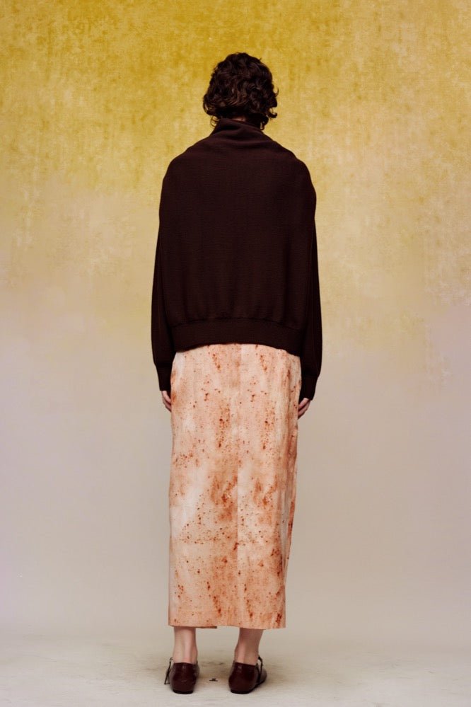 ilEWUOY Fake Two-piece Silk Sweater in Brown | MADA IN CHINA