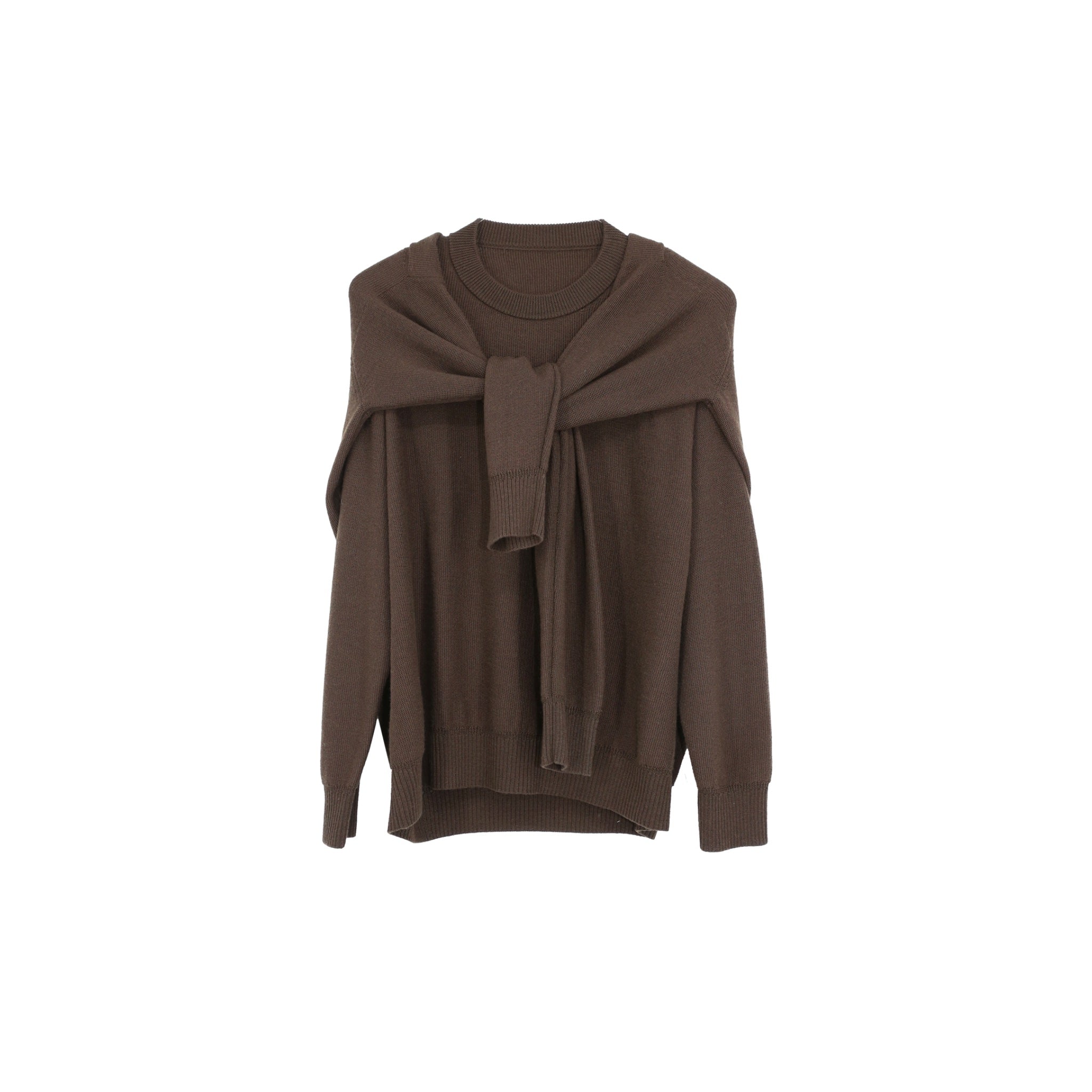 ilEWUOY Fake Two-piece Silk Sweater in Brown | MADA IN CHINA