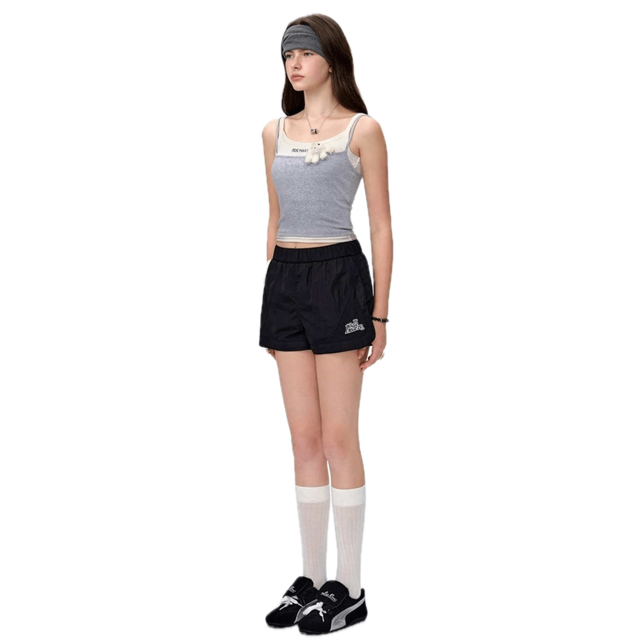 13DE MARZO Fake Two - piece Stitching Sling in Gray | MADAX