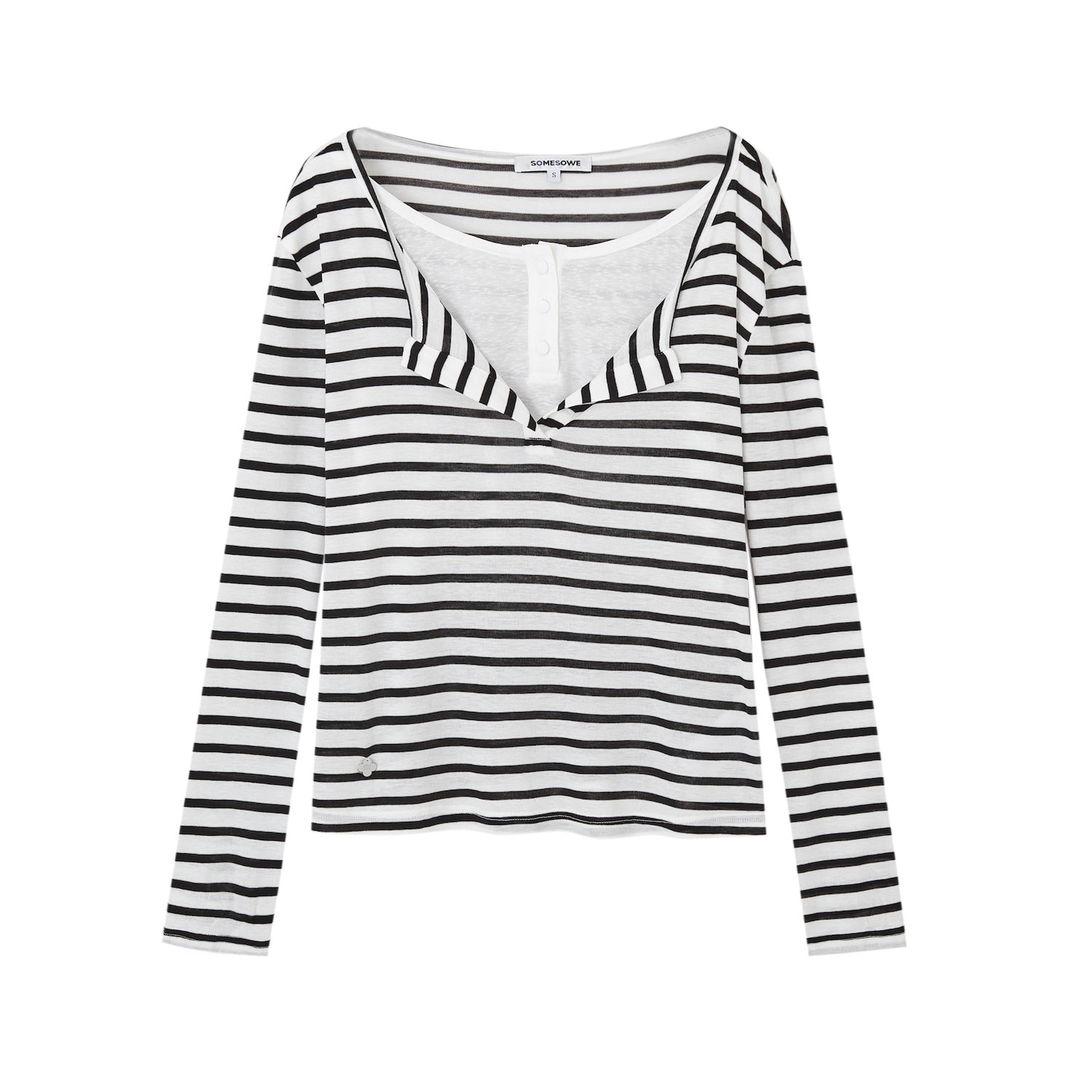SOMESOWE Fake Two - piece Striped Long - sleeved T-shirt In Black And White | MADAX