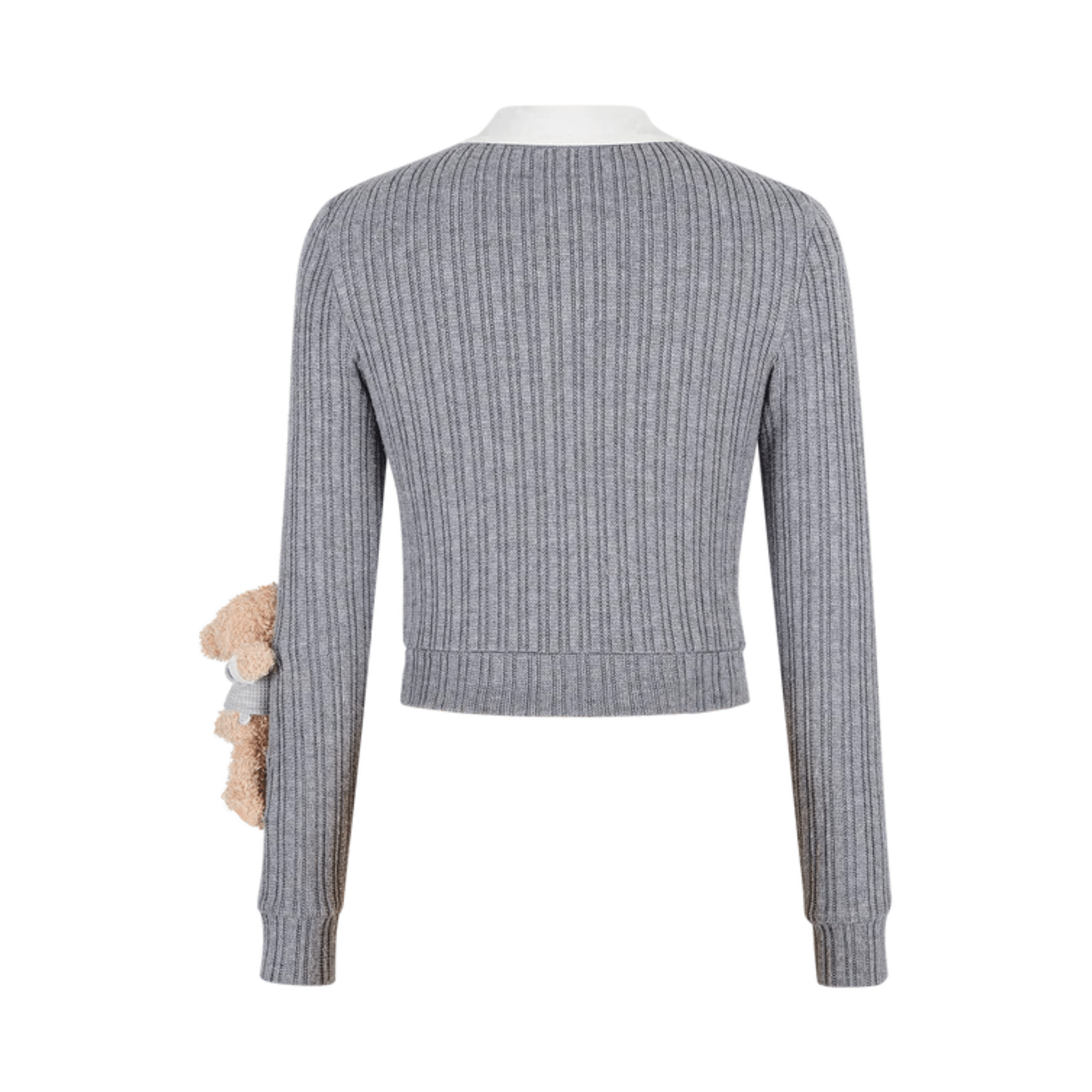 13DE MARZO Fake Two - piece V - neck Knitted Long - sleeved in Gray | MADAX