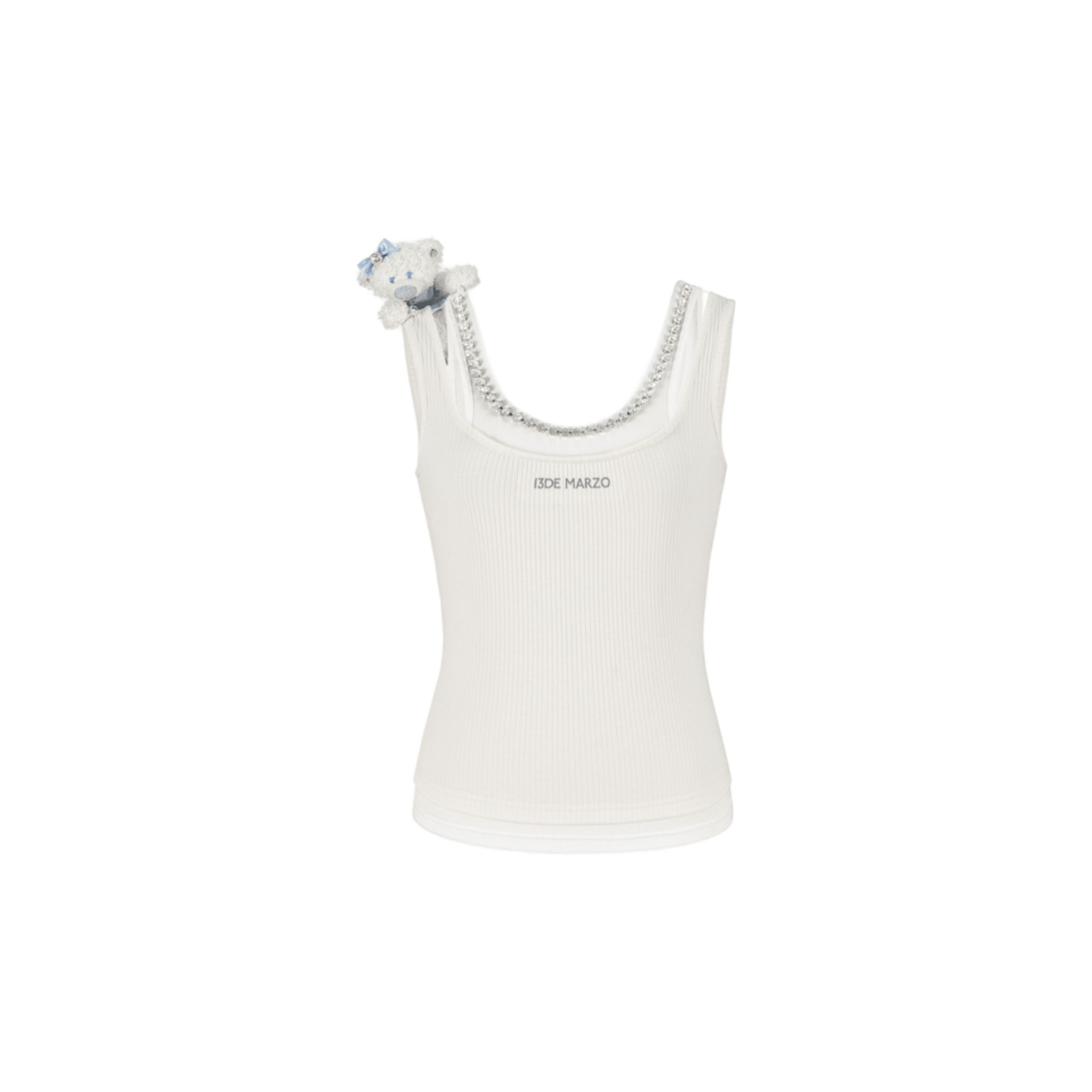 13DE MARZO Faux Two - piece Faux Gem vest in White | MADAX