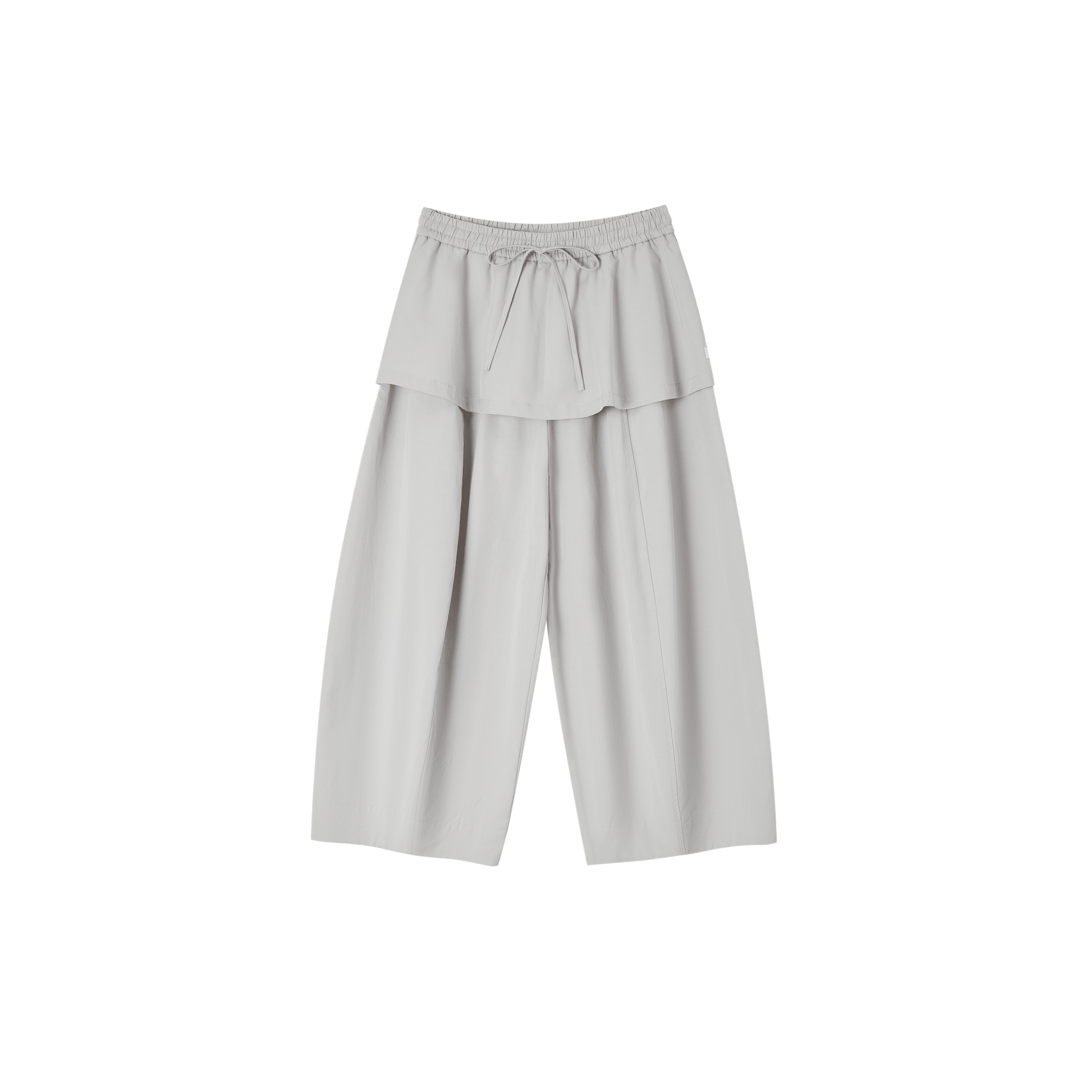 SOMESOWE Faux two-piece skirt and cropped balloon pants in Gray | MADAX