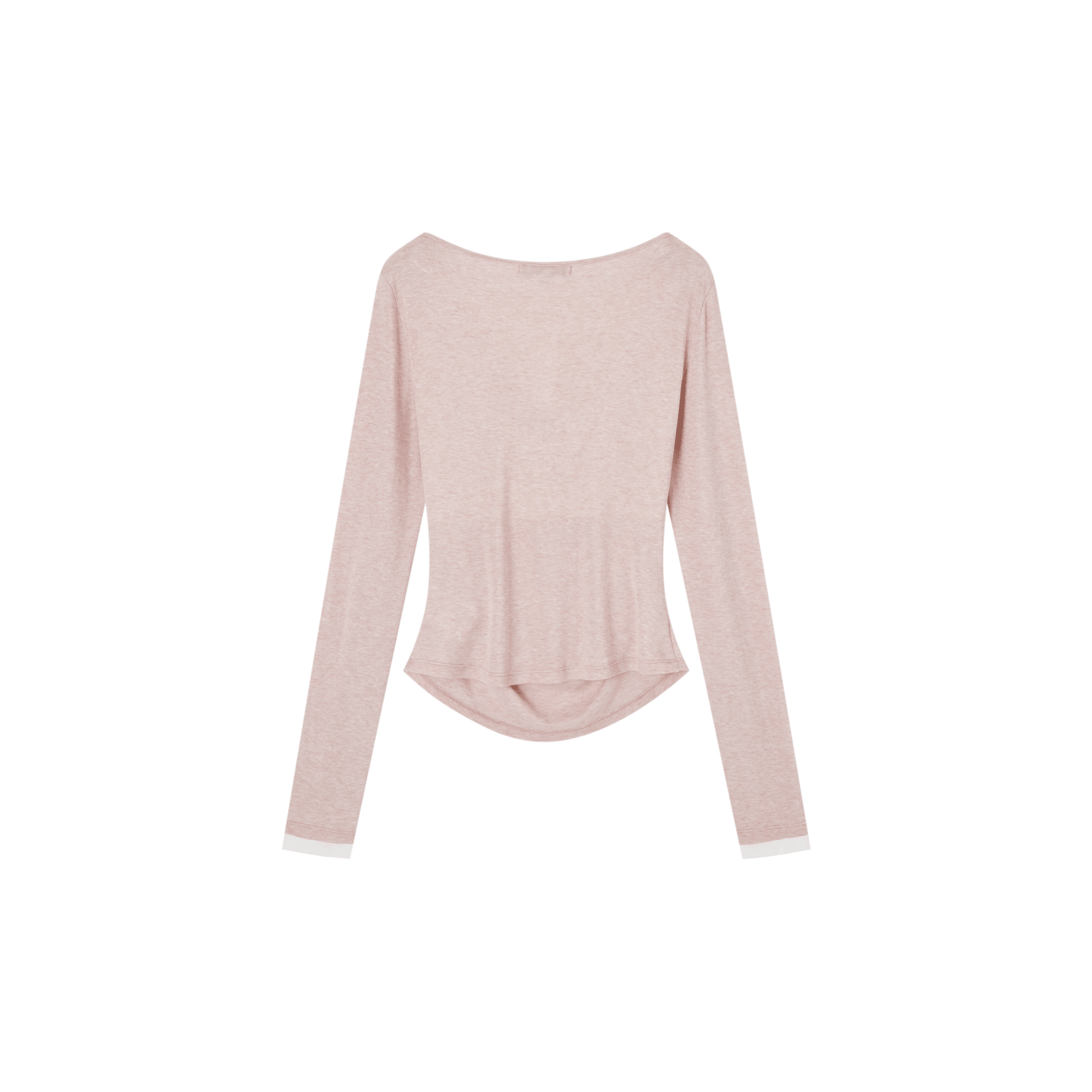 SOMESOWE Faux Two - piece Turtleneck Fitted Waist Long - sleeved T-shirt in Pink | MADAX