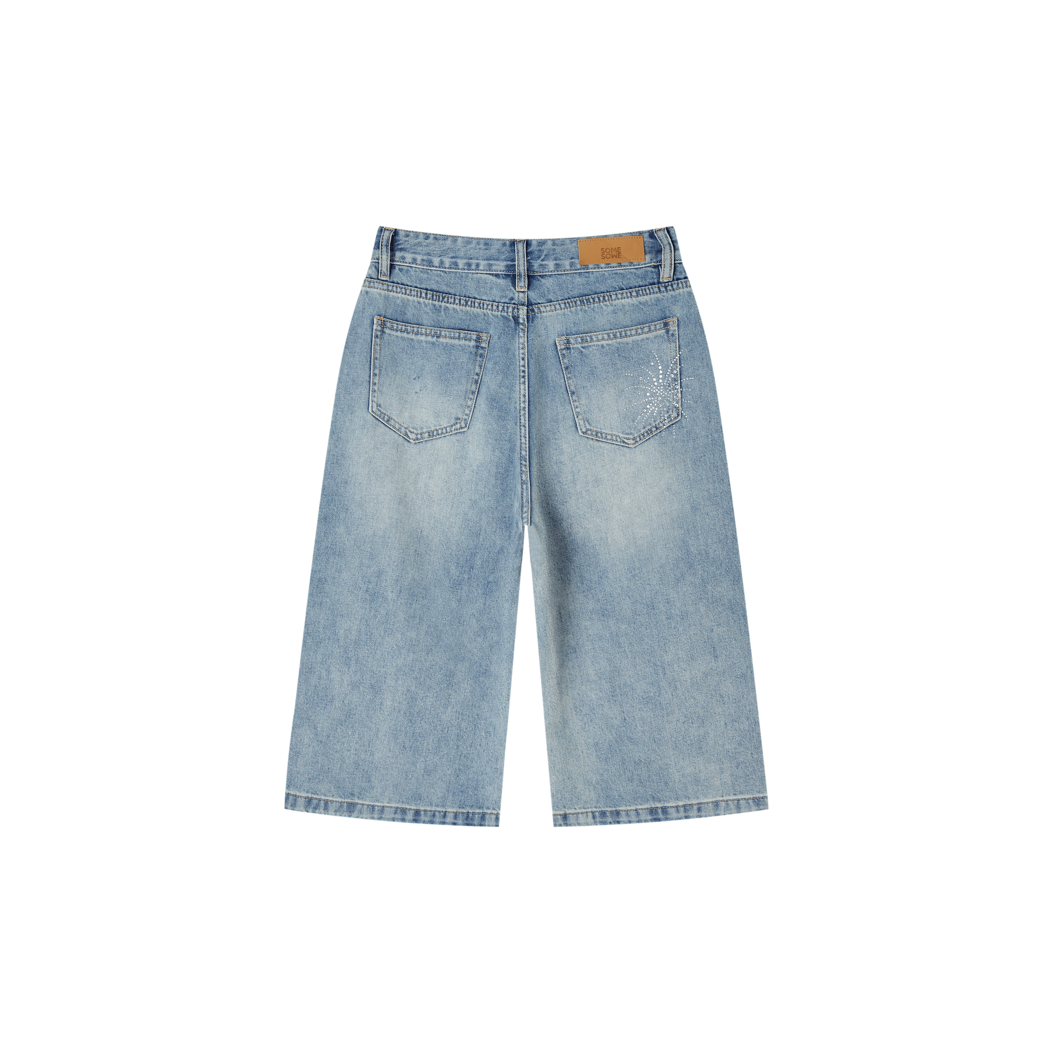 SOMESOWE Firework-themed Rhinestone Denim Shorts | MADAX