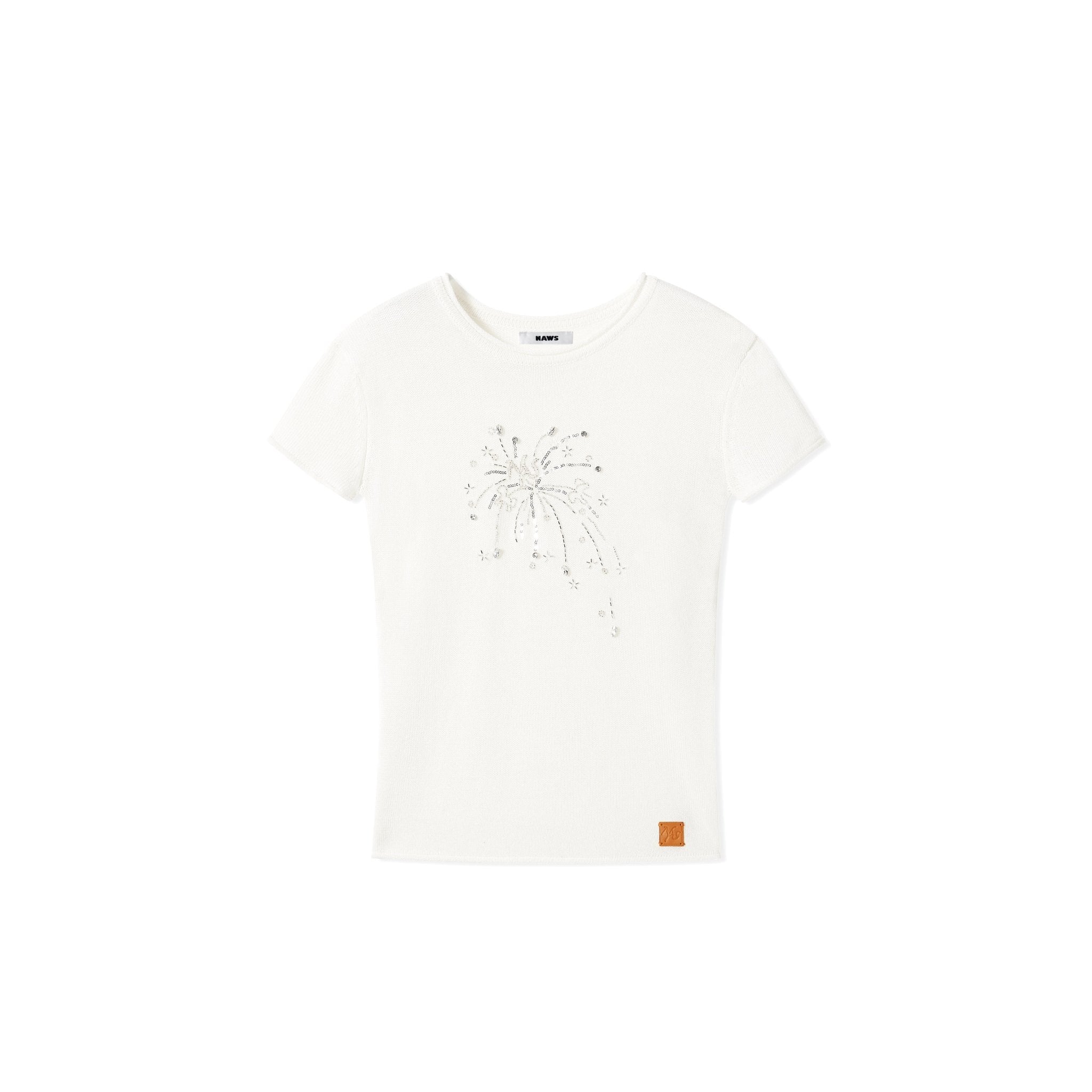 NAWS Fireworks Knitted T-shirt in White | MADAX