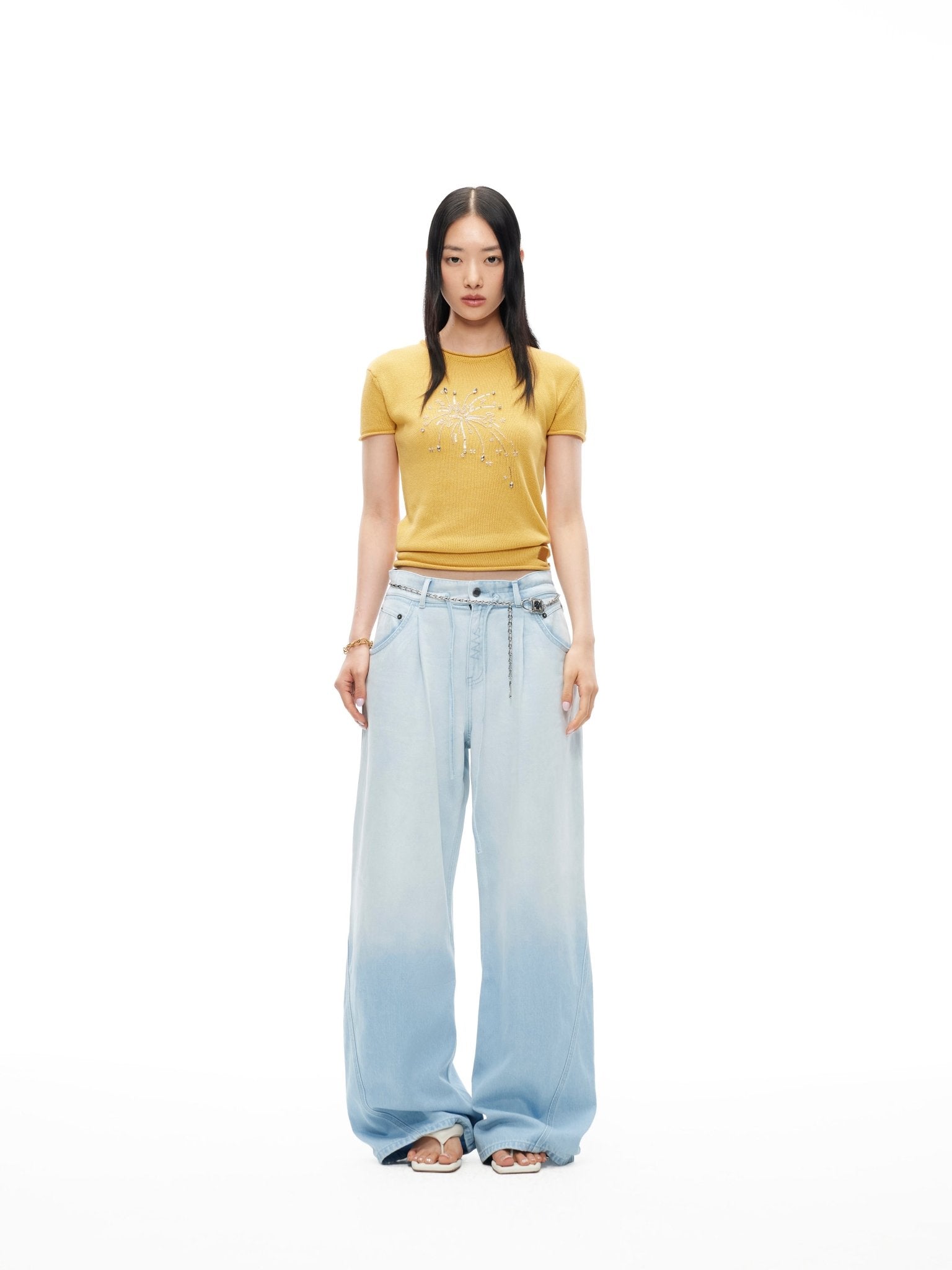 NAWS Fireworks Knitted T-shirt in Yellow | MADAX