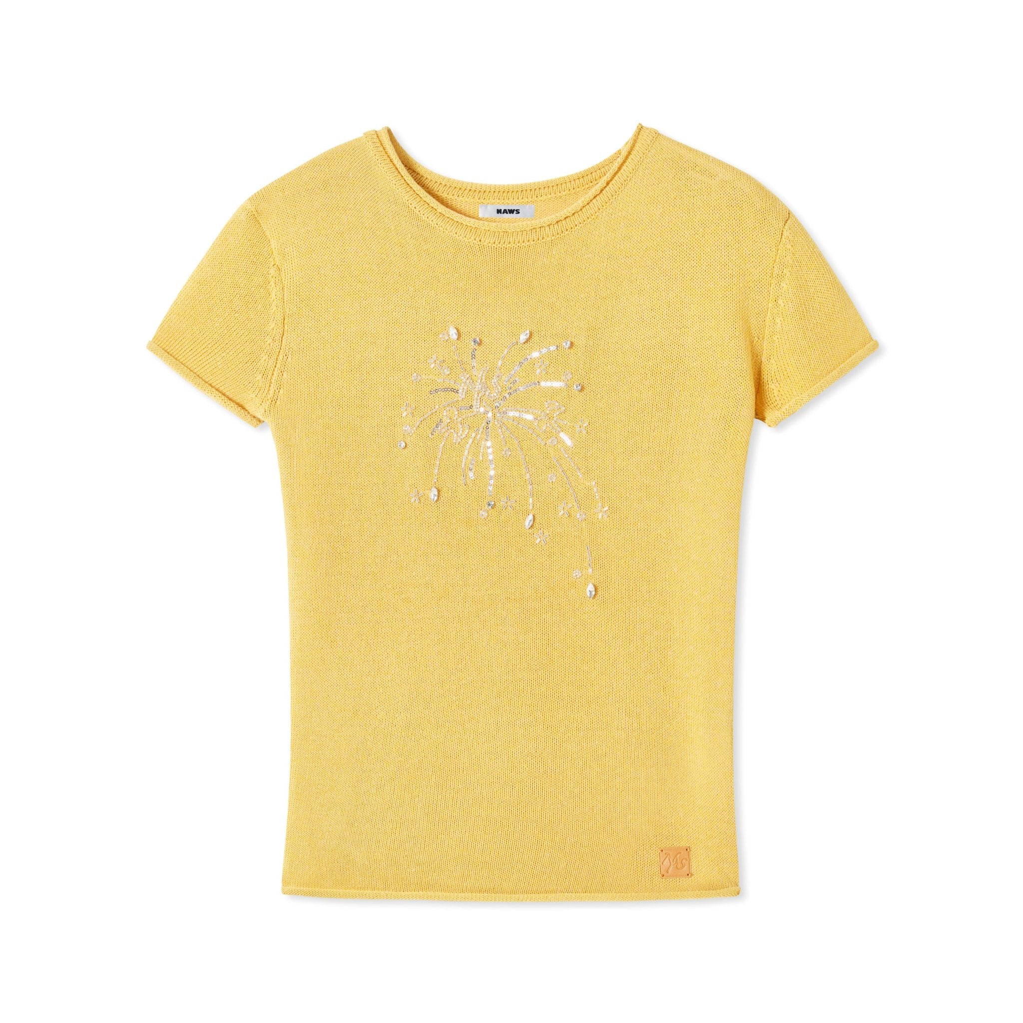 NAWS Fireworks Knitted T-shirt in Yellow | MADAX