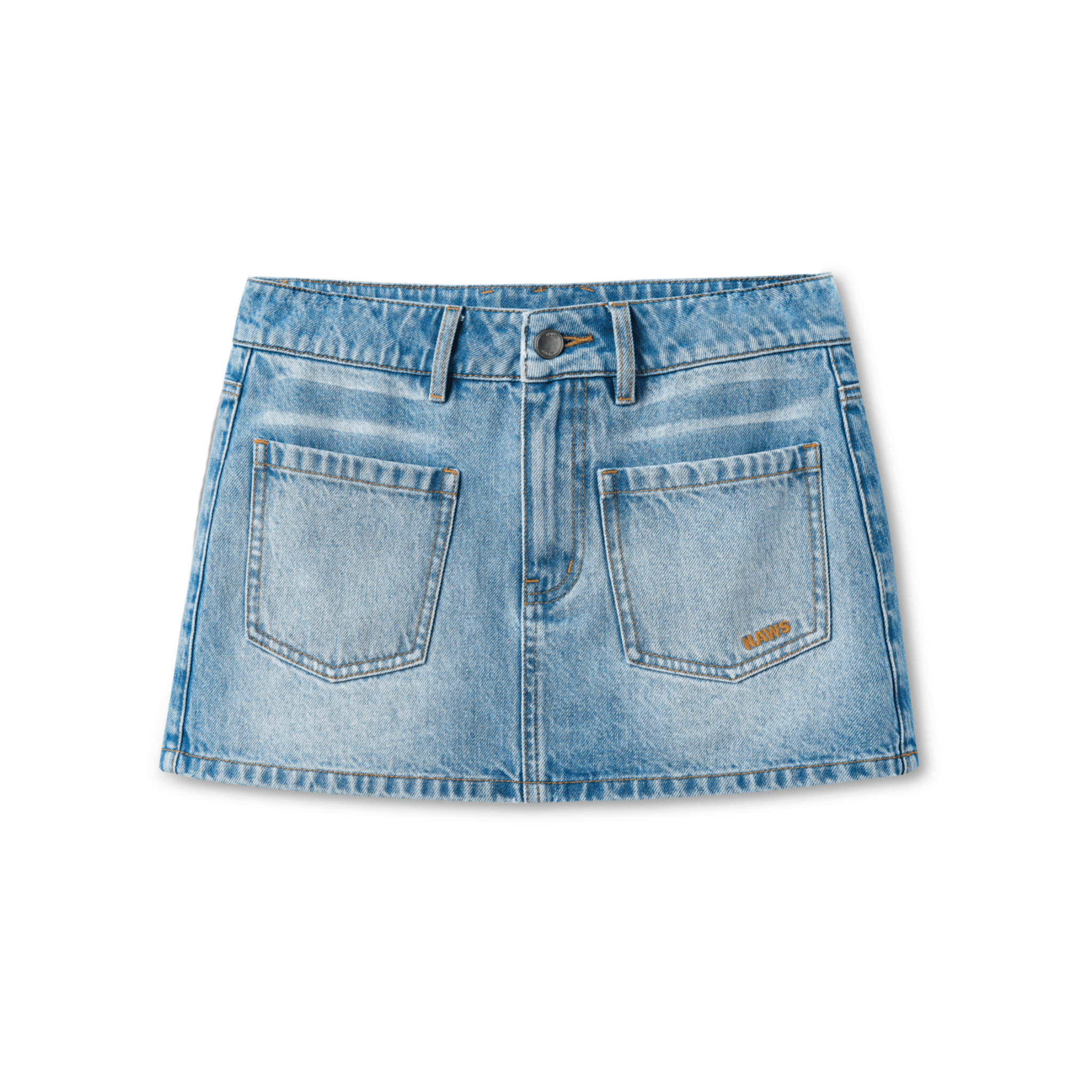 NAWS Flap Pocket Denim Skirt in Blue | MADAX