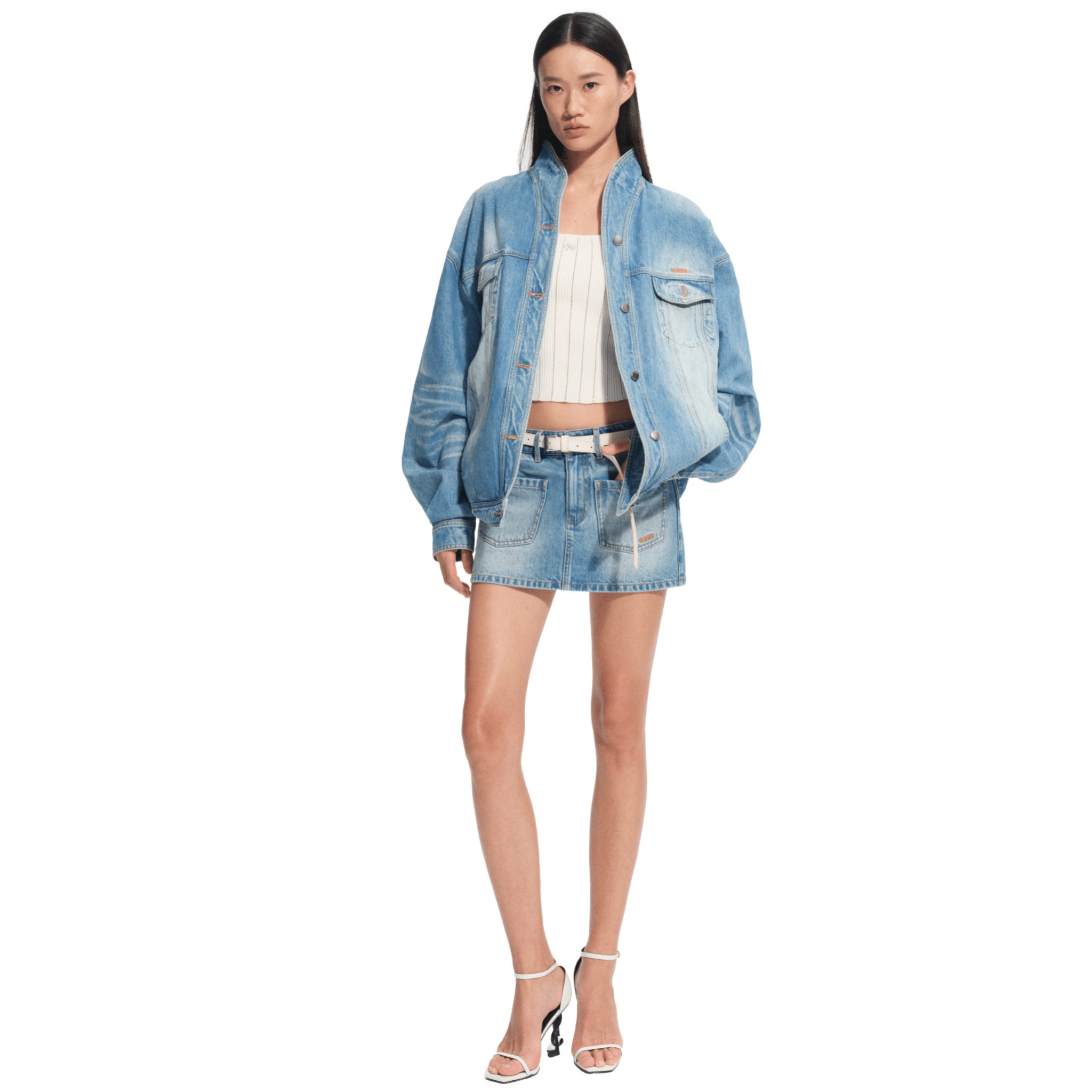 NAWS Flap Pocket Denim Skirt in Blue | MADAX