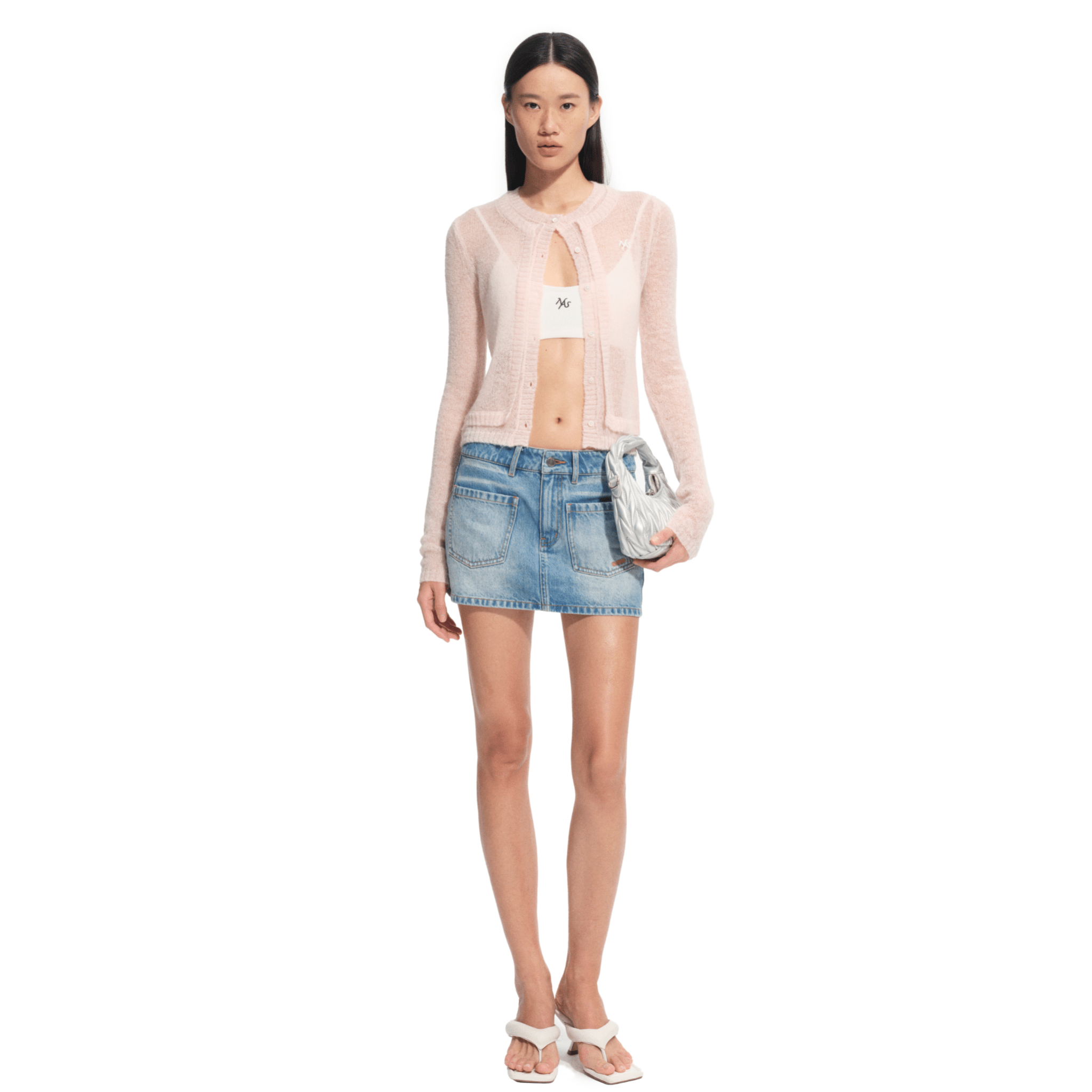 NAWS Flap Pocket Denim Skirt in Blue | MADAX