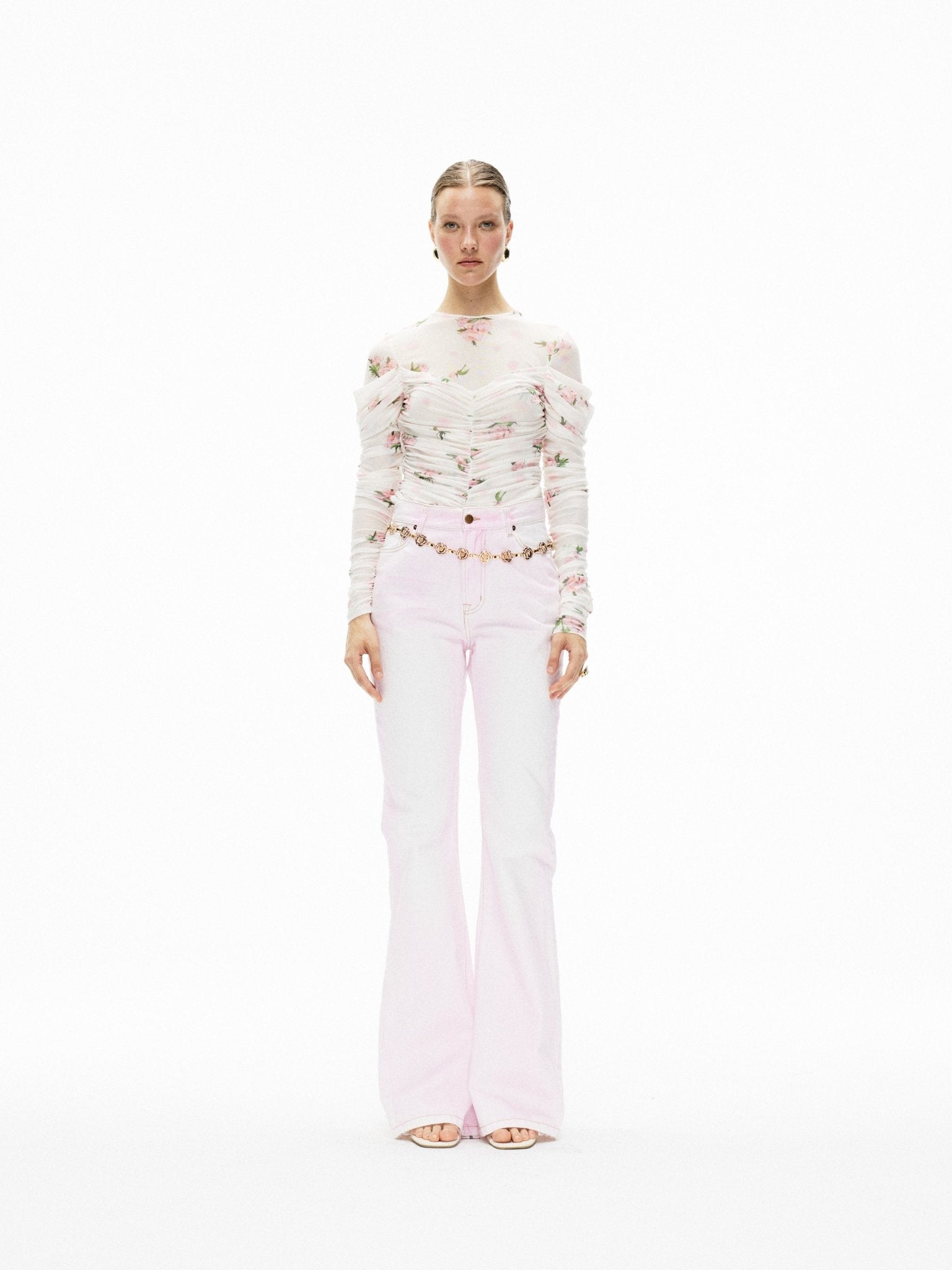 ARTE PURA Flared Jeans In Pink And White | MADAX