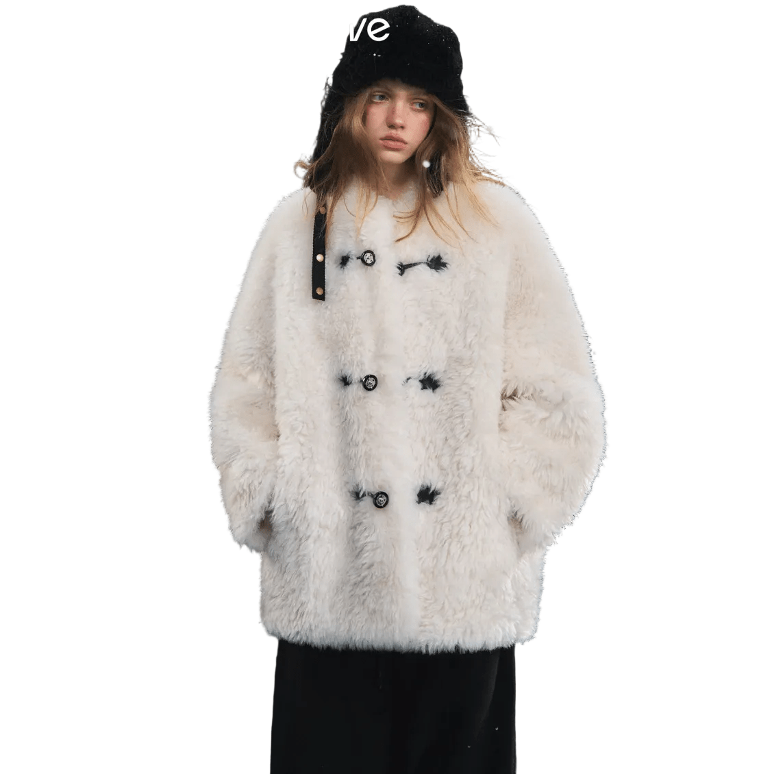 SOMESOWE Fleece Button - Down Jacket In White | MADAX