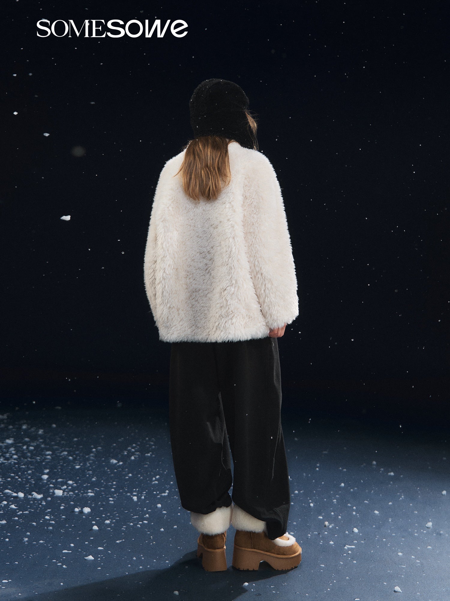 SOMESOWE Fleece Button - Down Jacket In White | MADAX