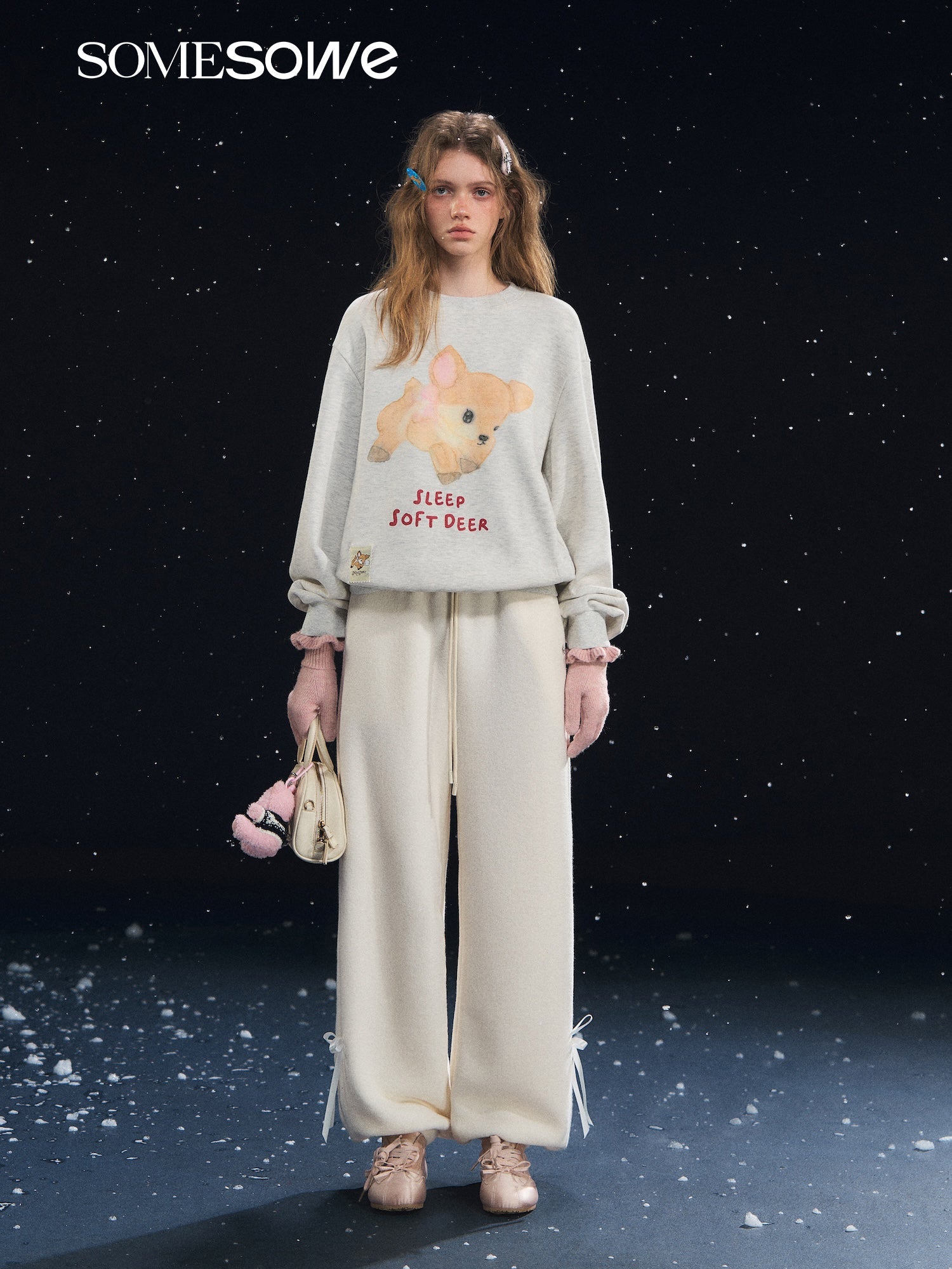 SOMESOWE Fleece - feel Drawstring Lantern Casual Pants In Off - white | MADAX