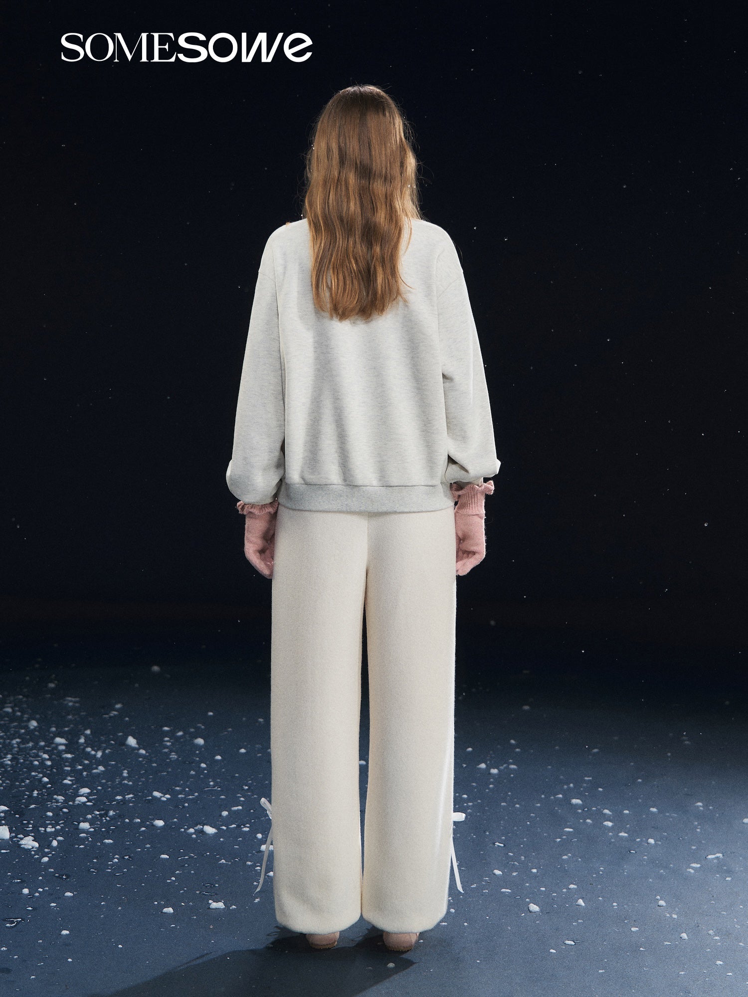 SOMESOWE Fleece - feel Drawstring Lantern Casual Pants In Off - white | MADAX