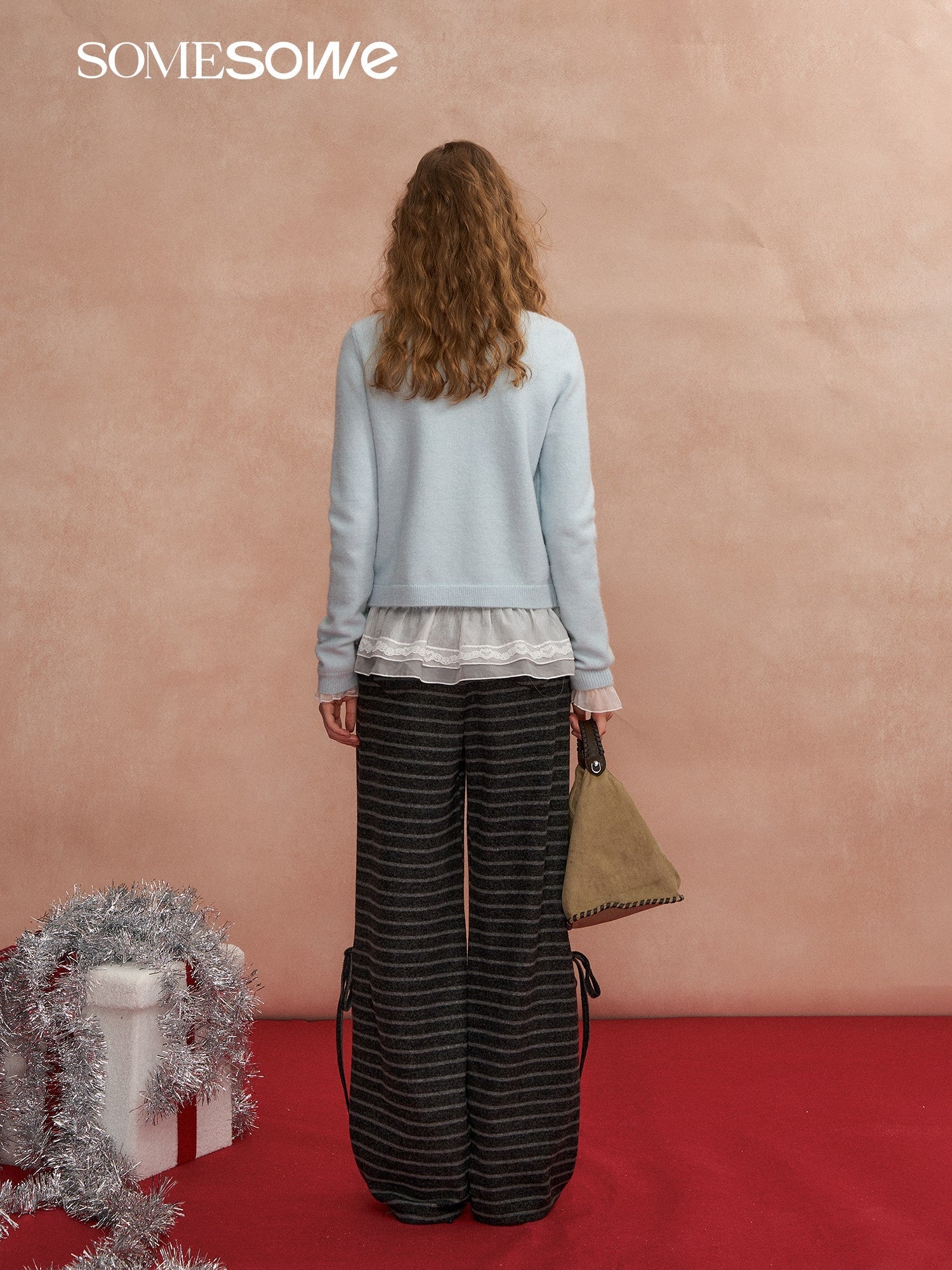 SOMESOWE Fleece - feel Faux Two - piece Color - blocked Striped Cardigan In Blue | MADAX