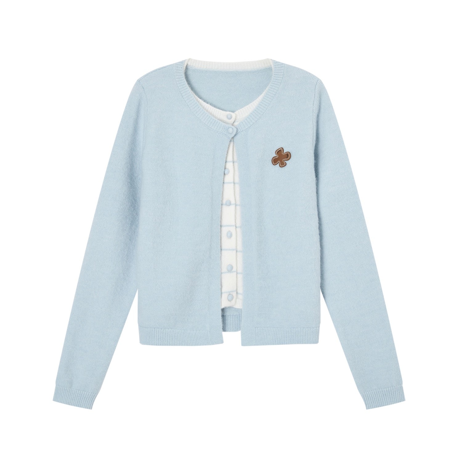 SOMESOWE Fleece - feel Faux Two - piece Color - blocked Striped Cardigan In Blue | MADAX