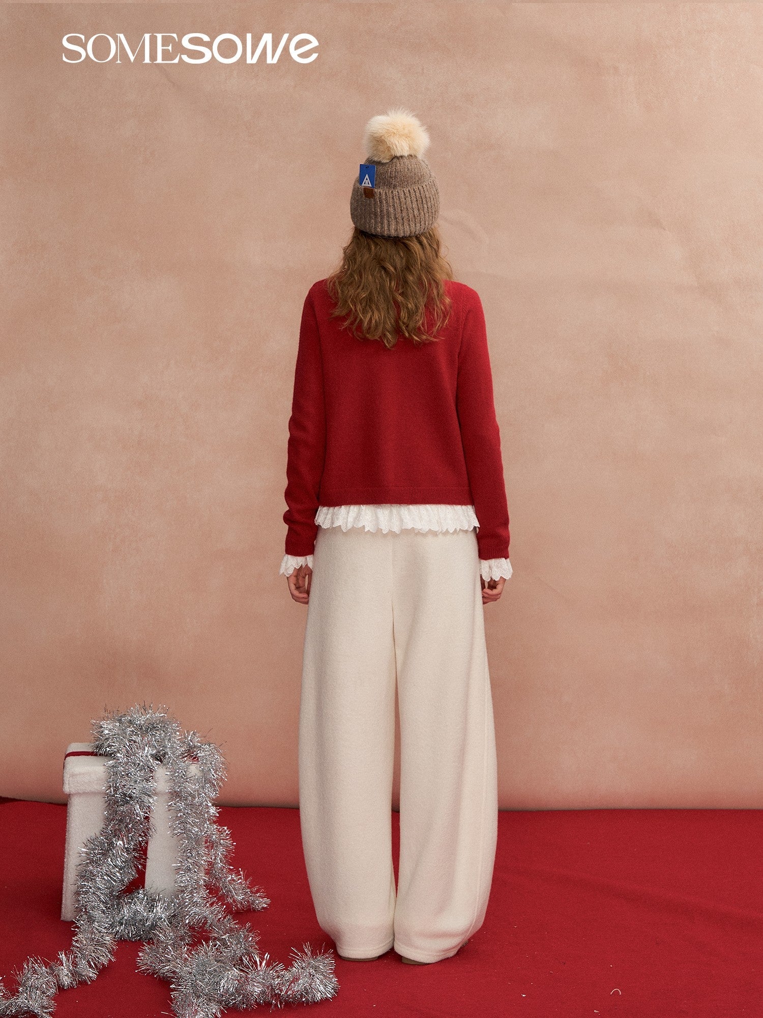 SOMESOWE Fleece - feel Faux Two - piece Color - blocked Striped Cardigan In Red | MADAX